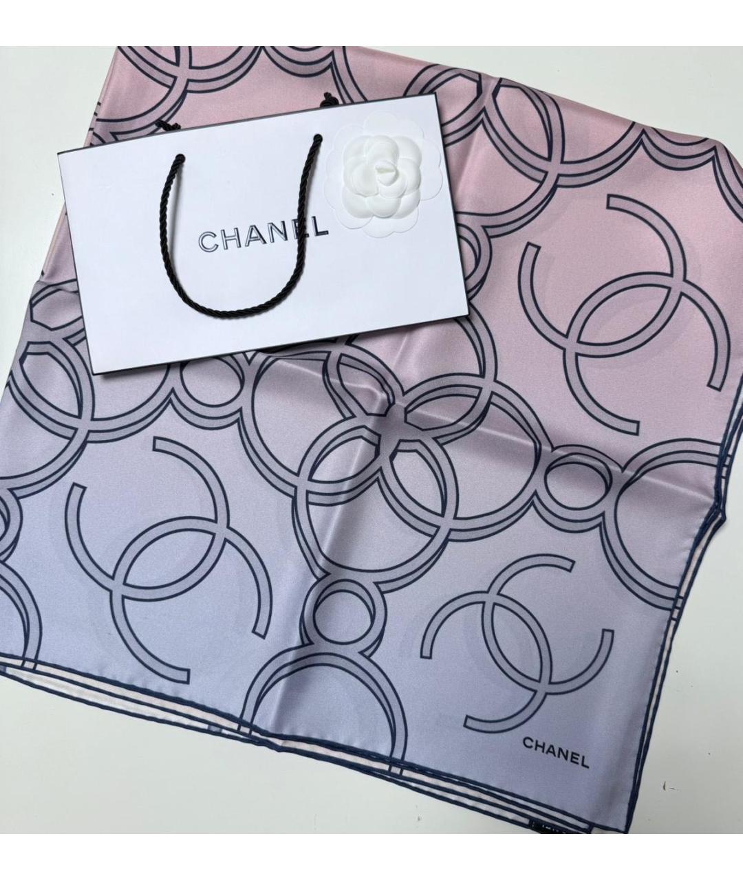 CHANEL Серый шелковый платок, фото 4