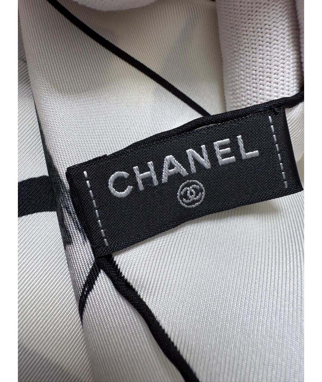 CHANEL Белый шелковый платок, фото 3