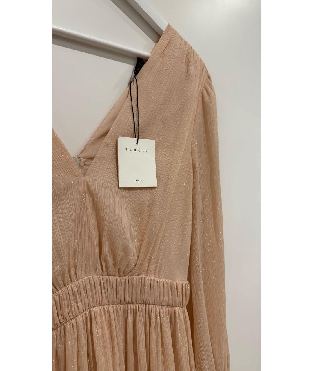 SANDRO Бежевое шифоновое платье, фото 3
