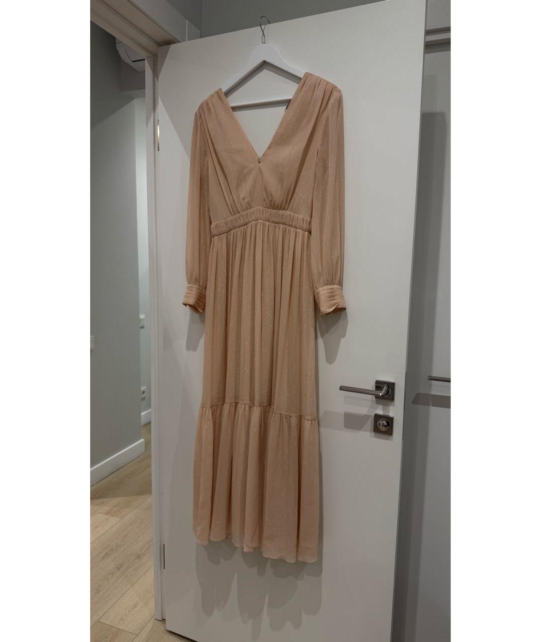 SANDRO Бежевое шифоновое платье, фото 4