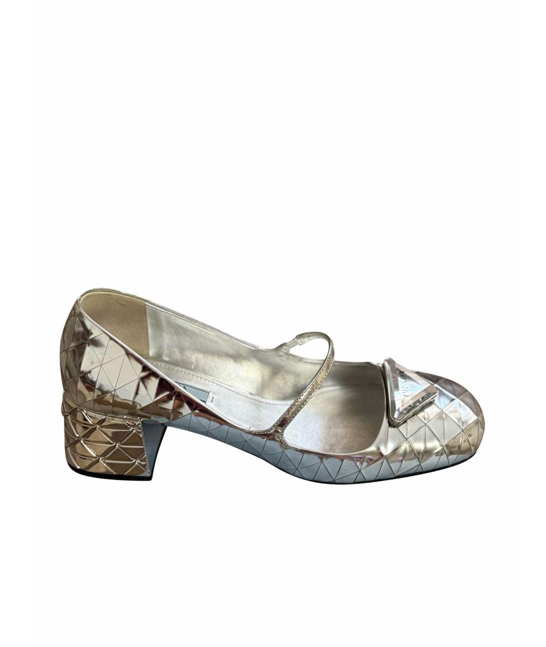 PRADA Серебряные кожаные туфли, фото 1