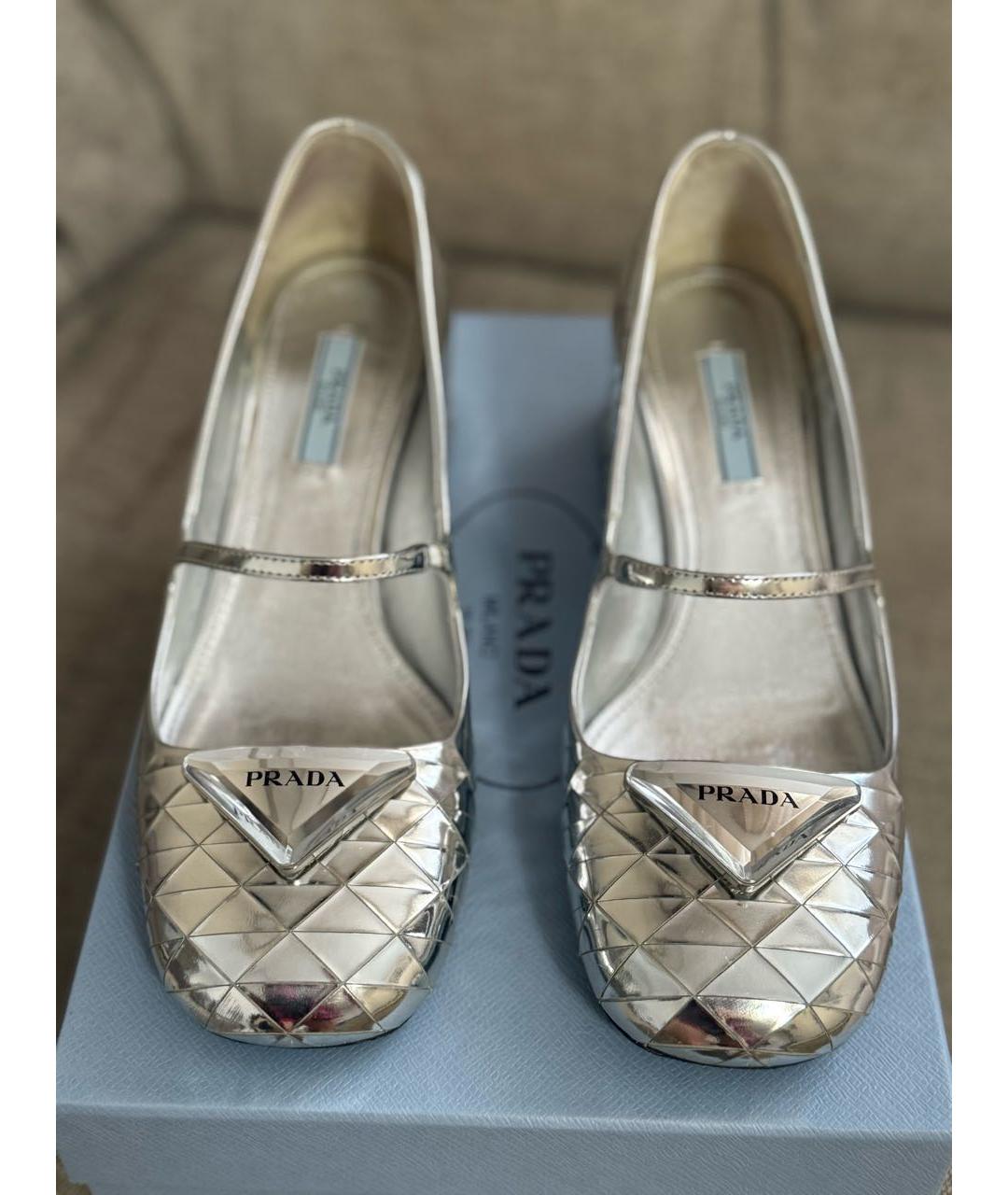 PRADA Серебряные кожаные туфли, фото 2