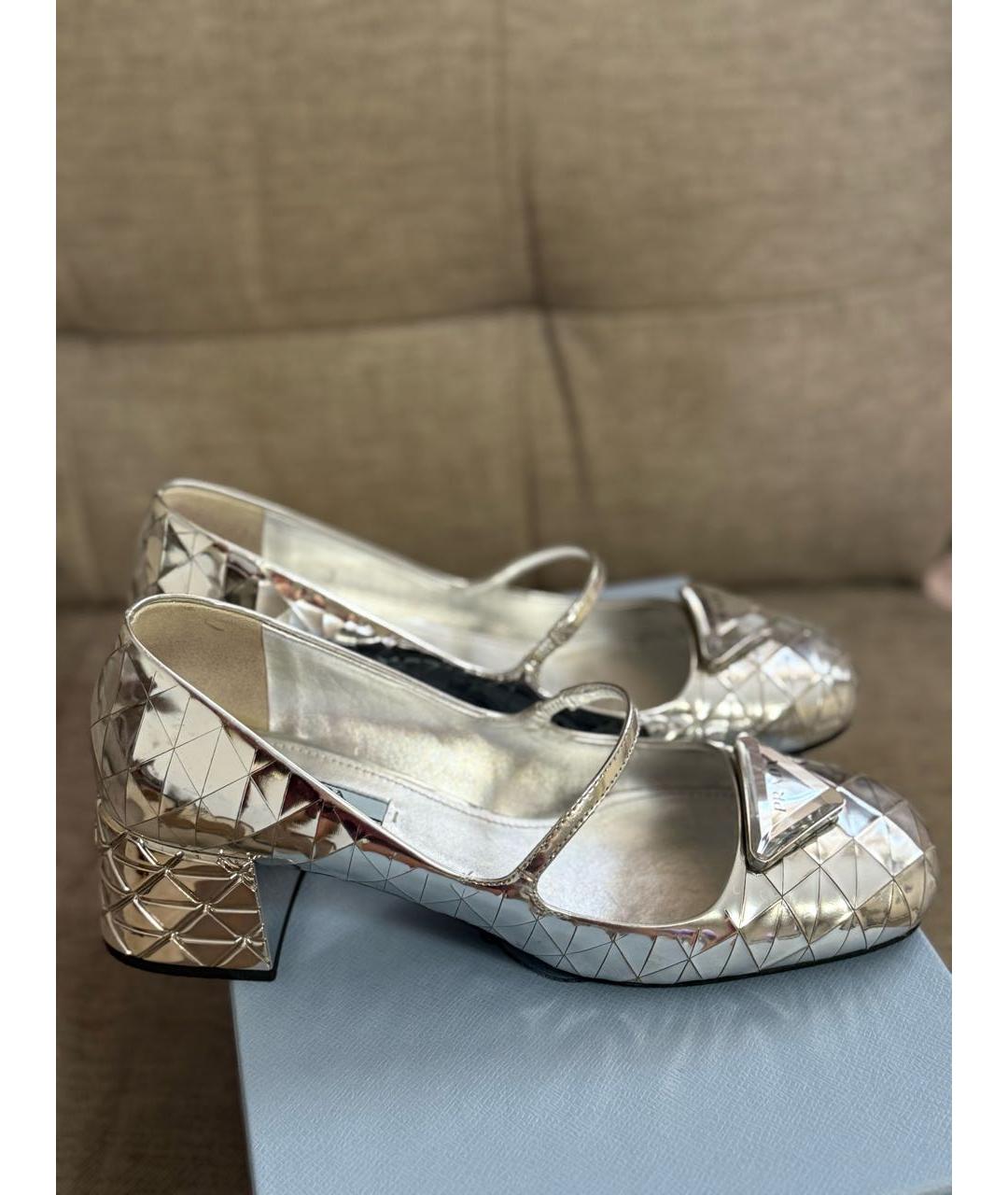 PRADA Серебряные кожаные туфли, фото 5