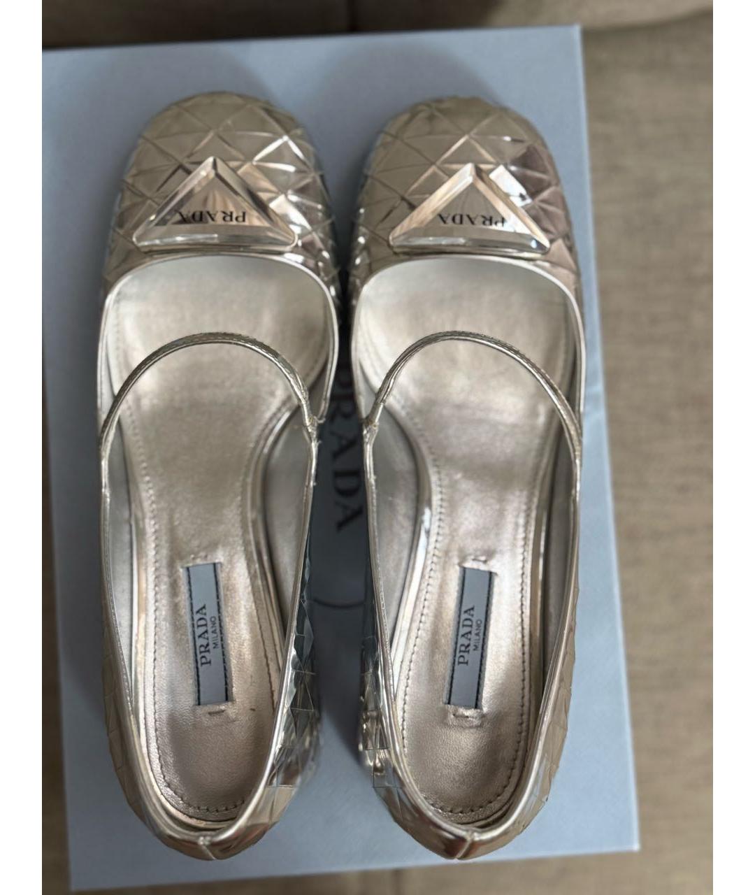 PRADA Серебряные кожаные туфли, фото 4