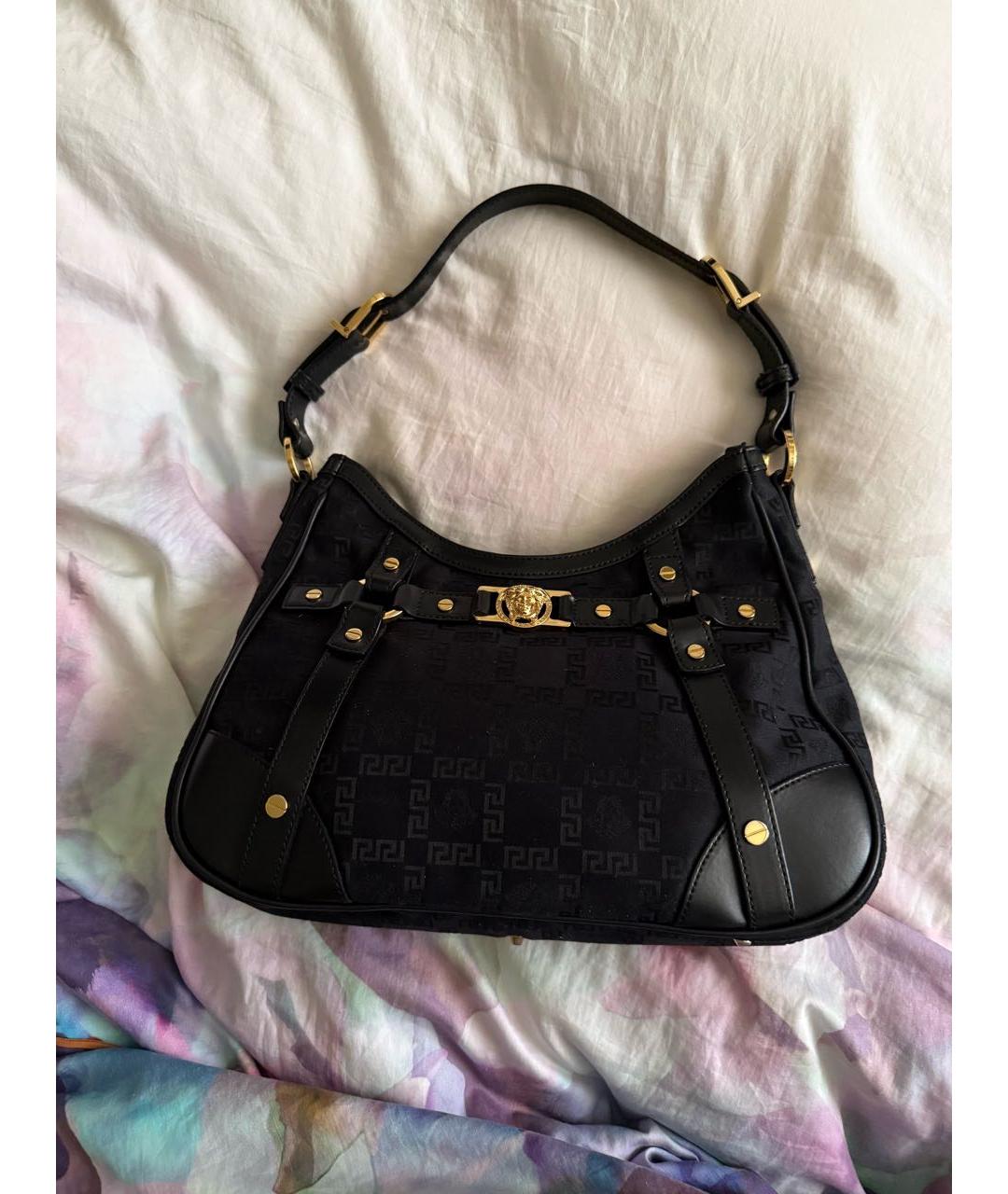 VERSACE Черная кожаная сумка тоут, фото 5