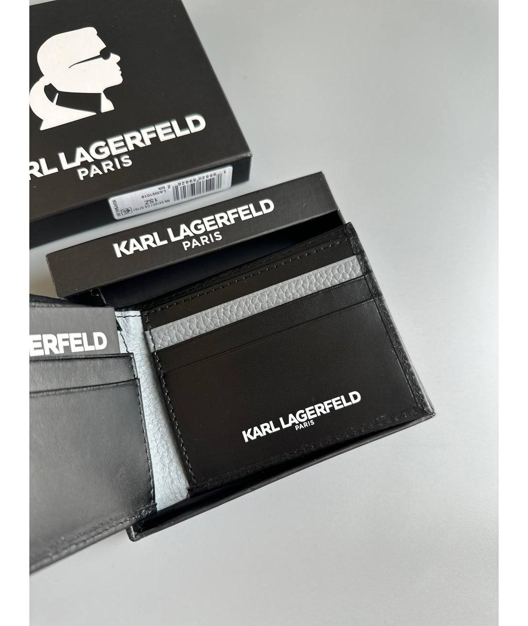 KARL LAGERFELD Черный кожаный кошелек, фото 3