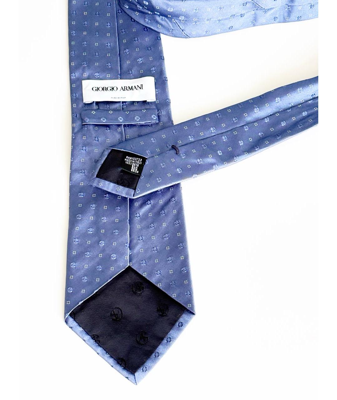 GIORGIO ARMANI Голубой шелковый галстук, фото 2