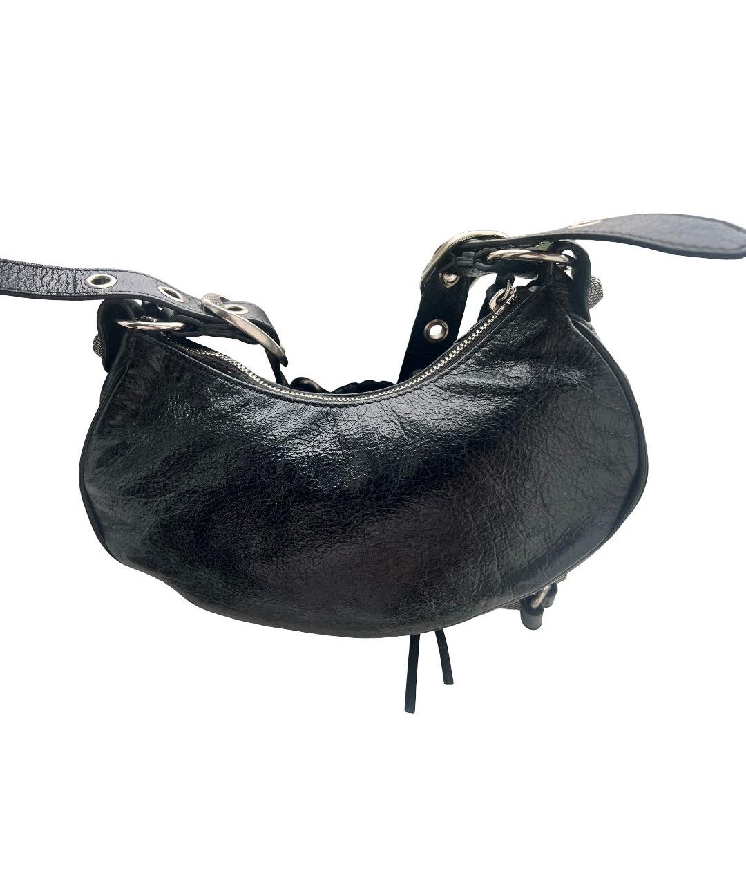 BALENCIAGA Черная кожаная сумка через плечо, фото 3