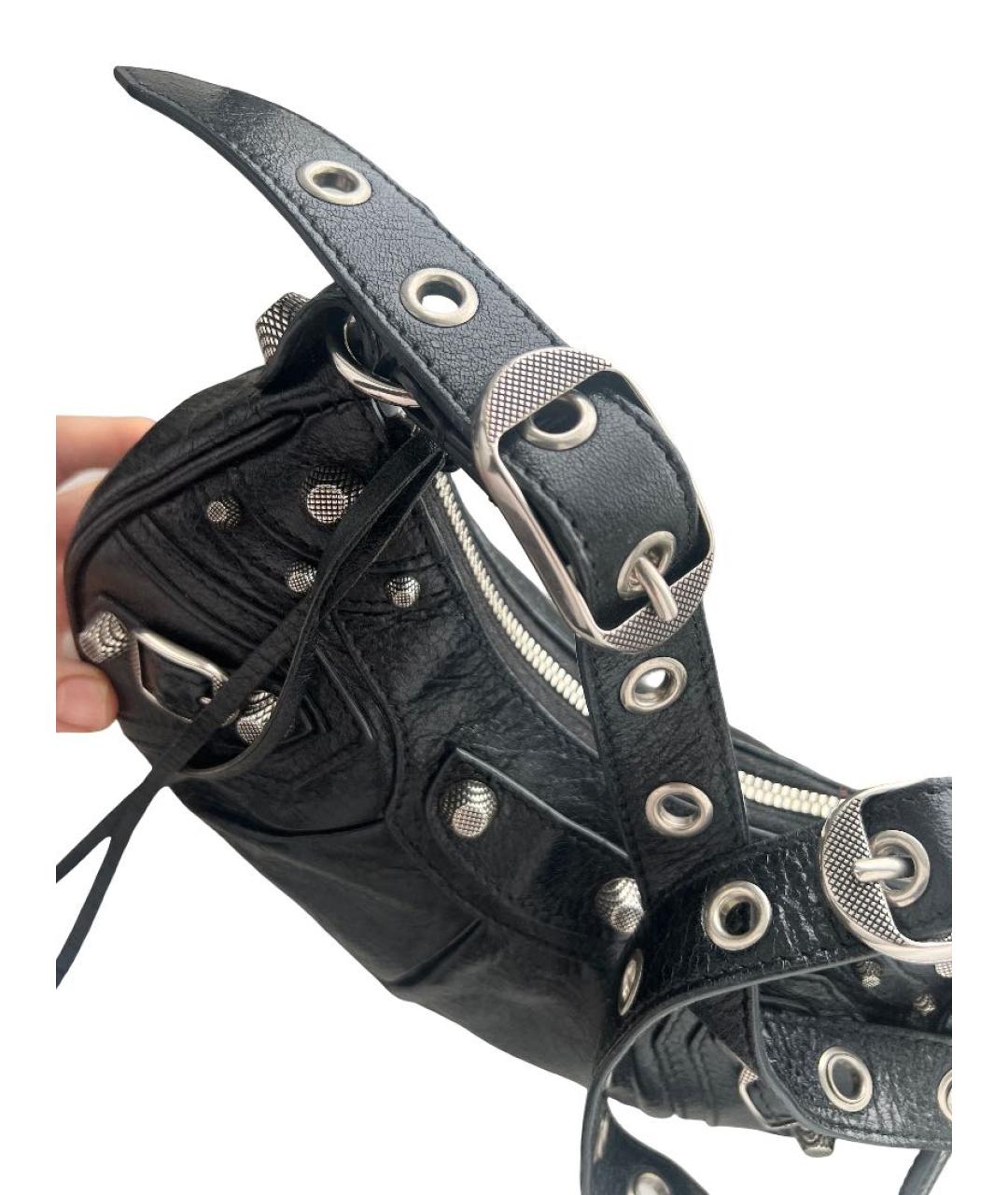 BALENCIAGA Черная кожаная сумка через плечо, фото 5