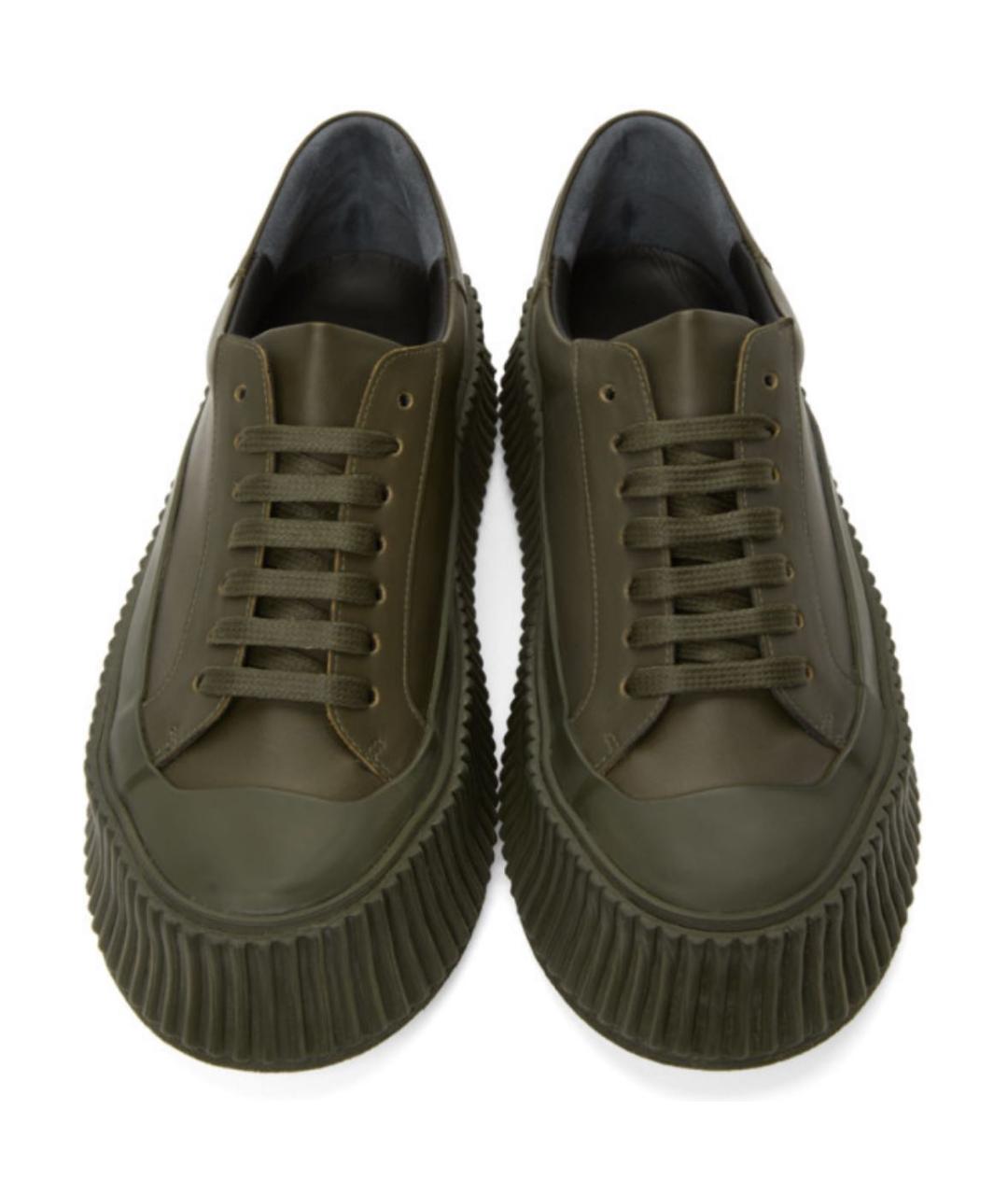 JIL SANDER Хаки кожаные кеды, фото 6