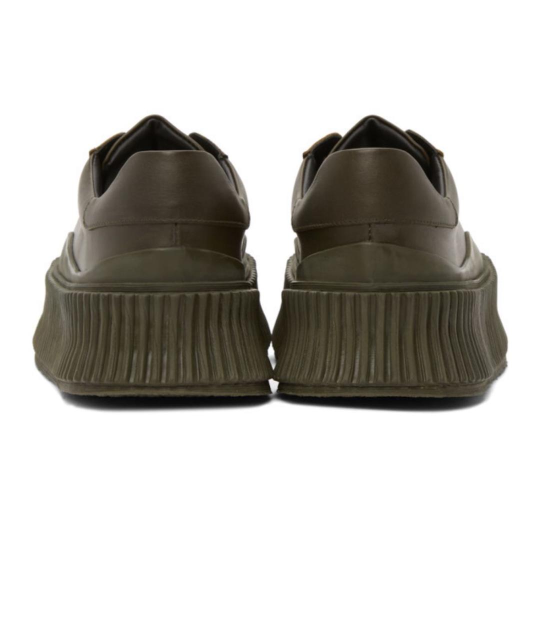 JIL SANDER Хаки кожаные кеды, фото 5