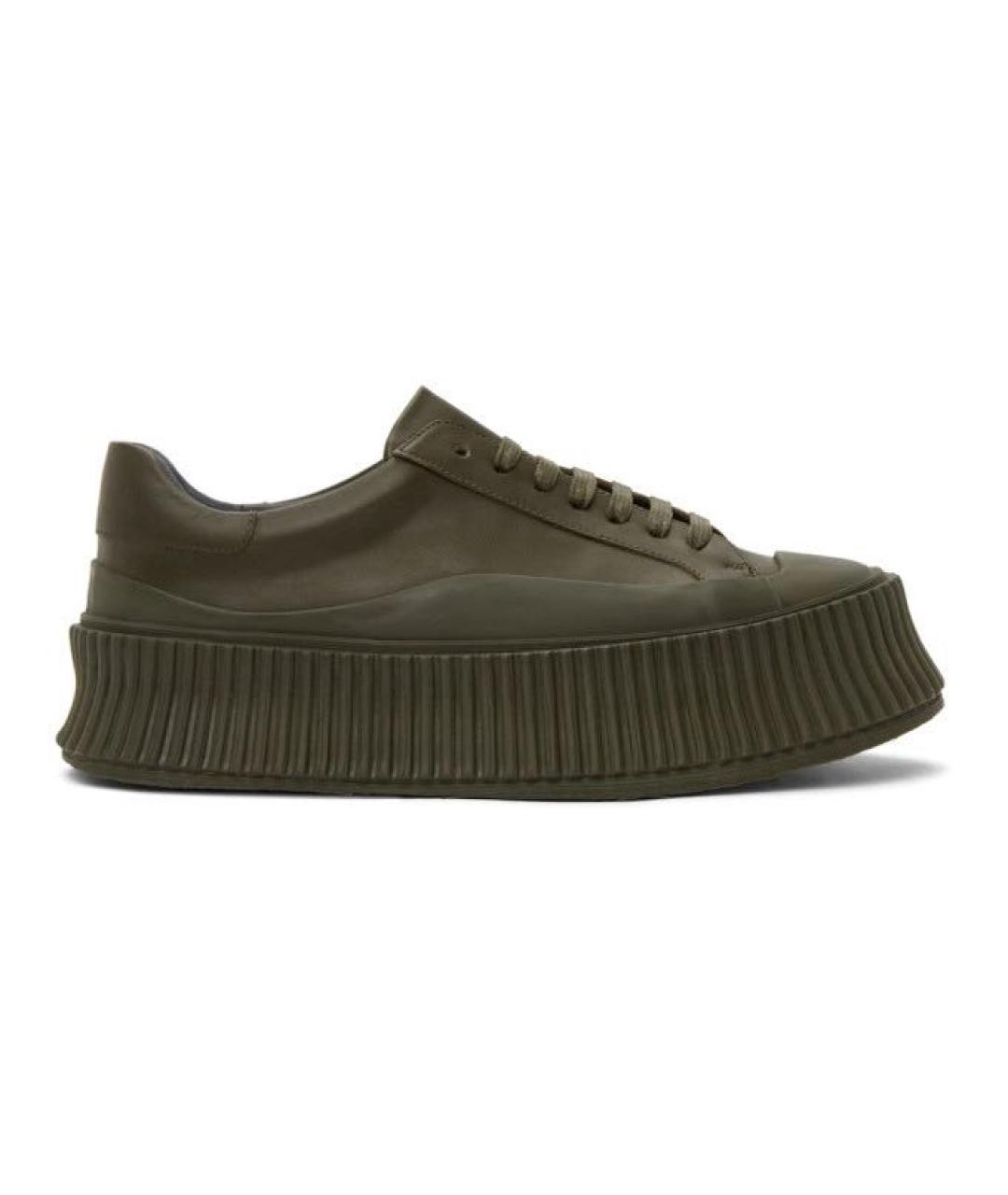 JIL SANDER Хаки кожаные кеды, фото 8