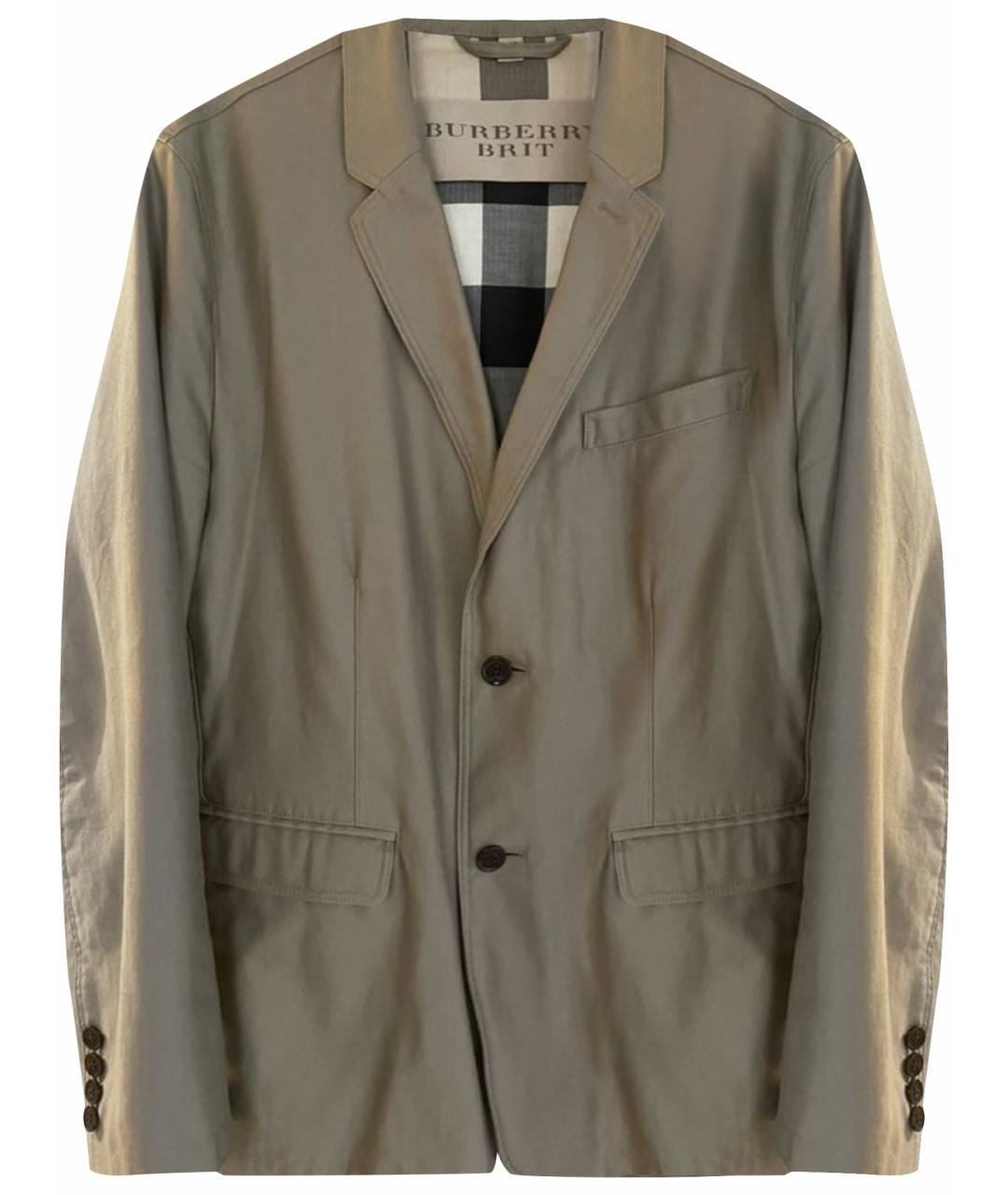 BURBERRY Бежевый хлопковый пиджак, фото 1