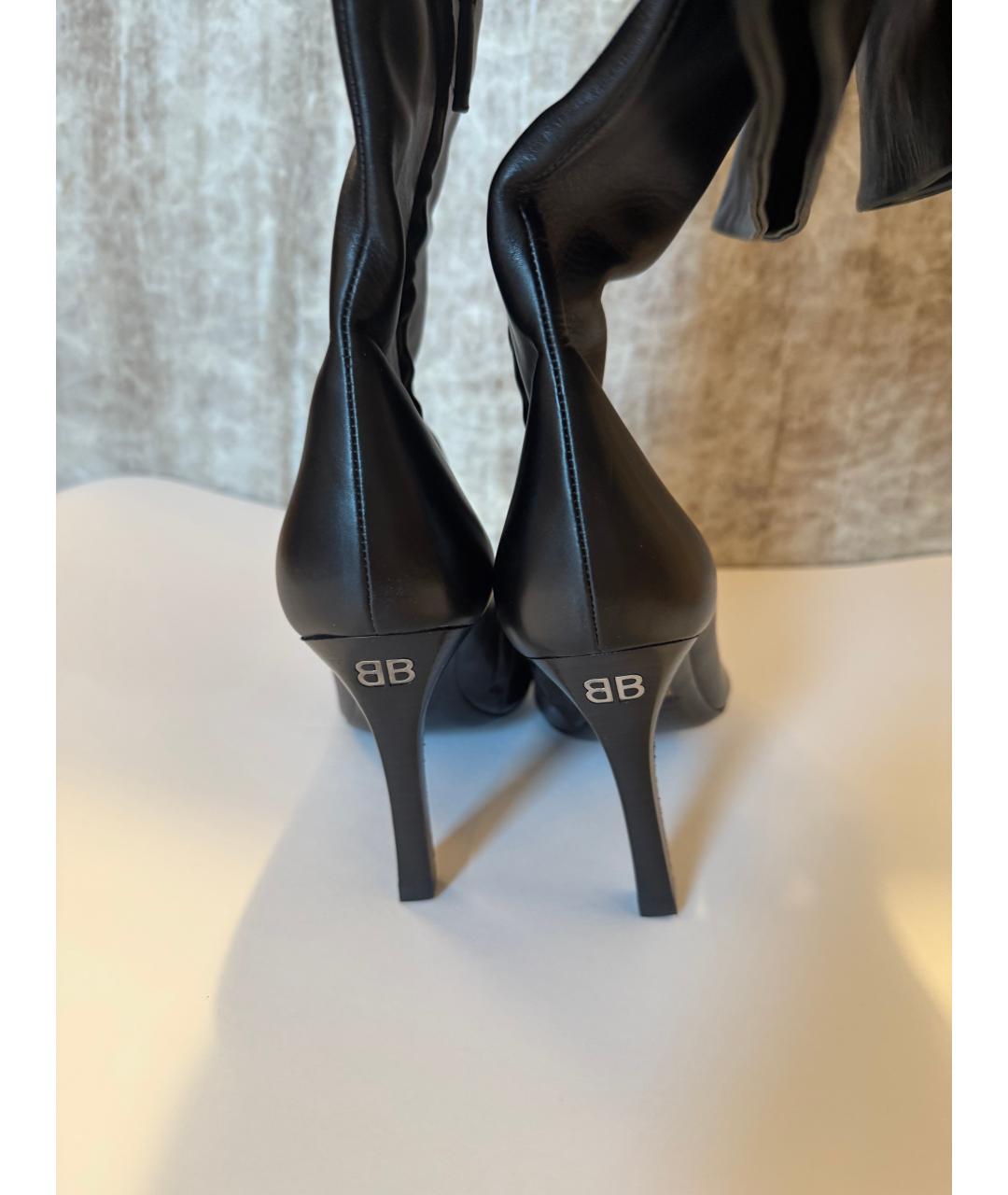 BALENCIAGA Черные кожаные ботфорты, фото 4
