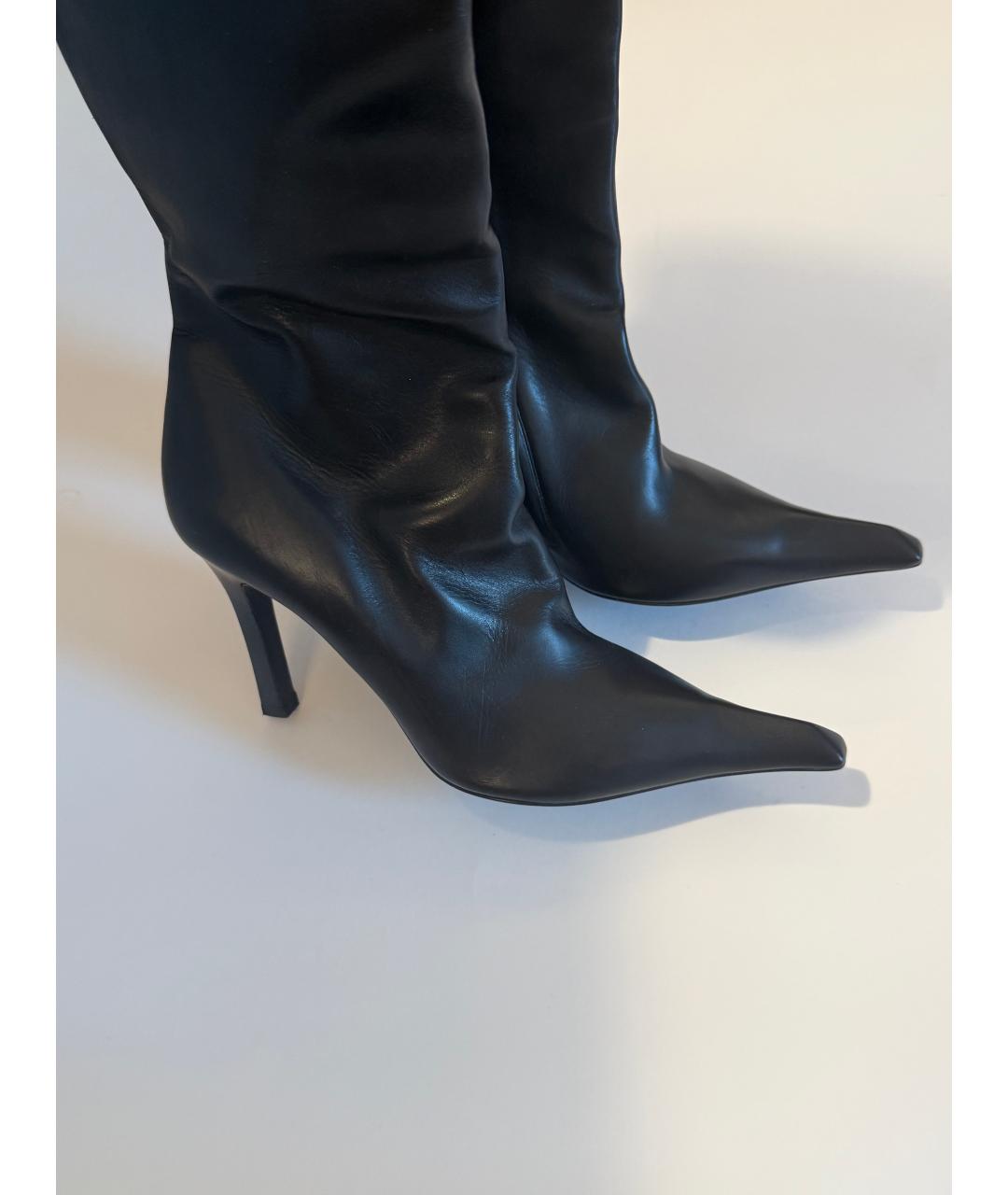 BALENCIAGA Черные кожаные ботфорты, фото 2