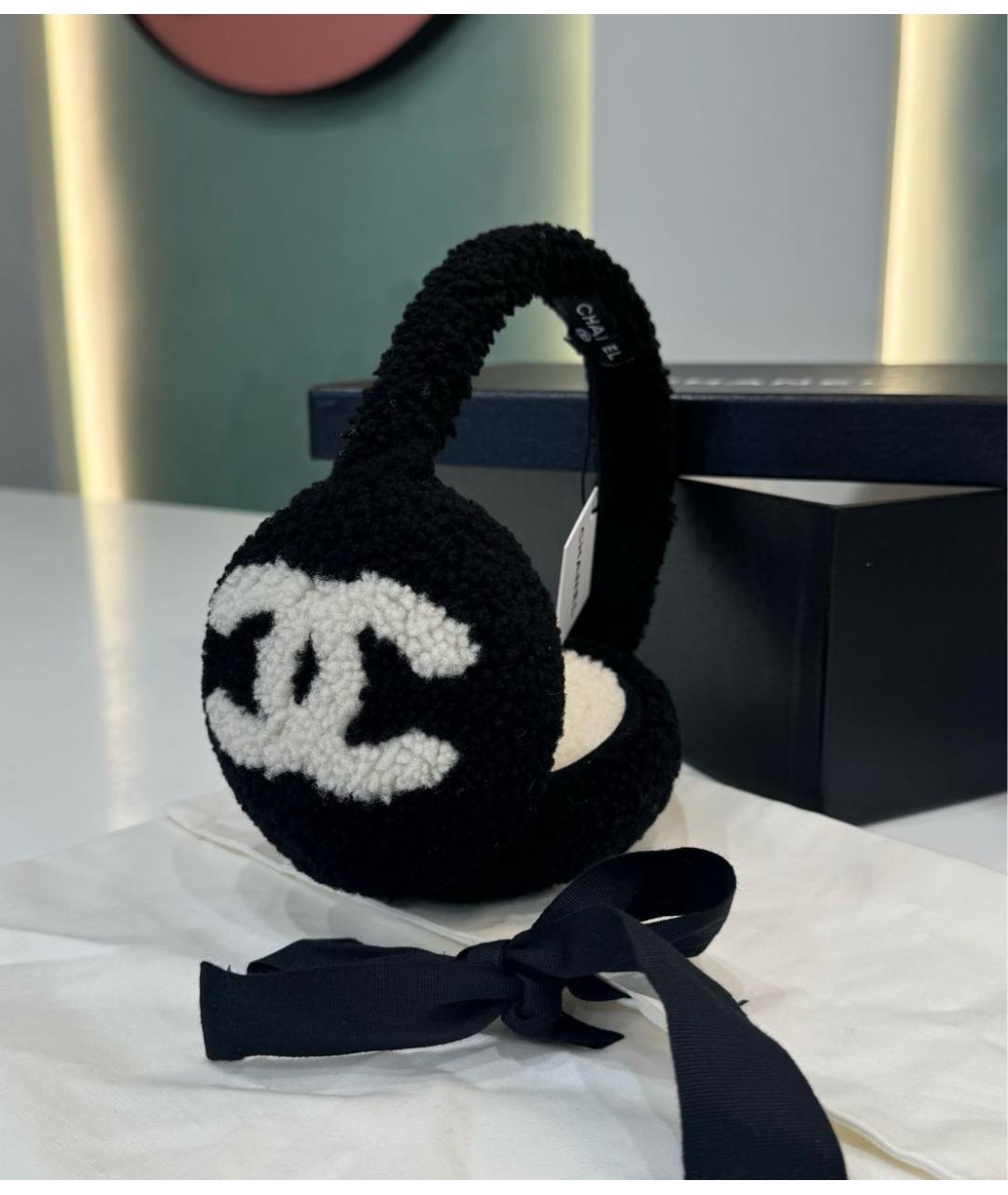 CHANEL Черные шерстяные наушники, фото 8