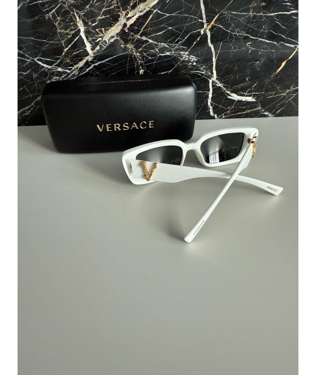 VERSACE Белые пластиковые солнцезащитные очки, фото 4