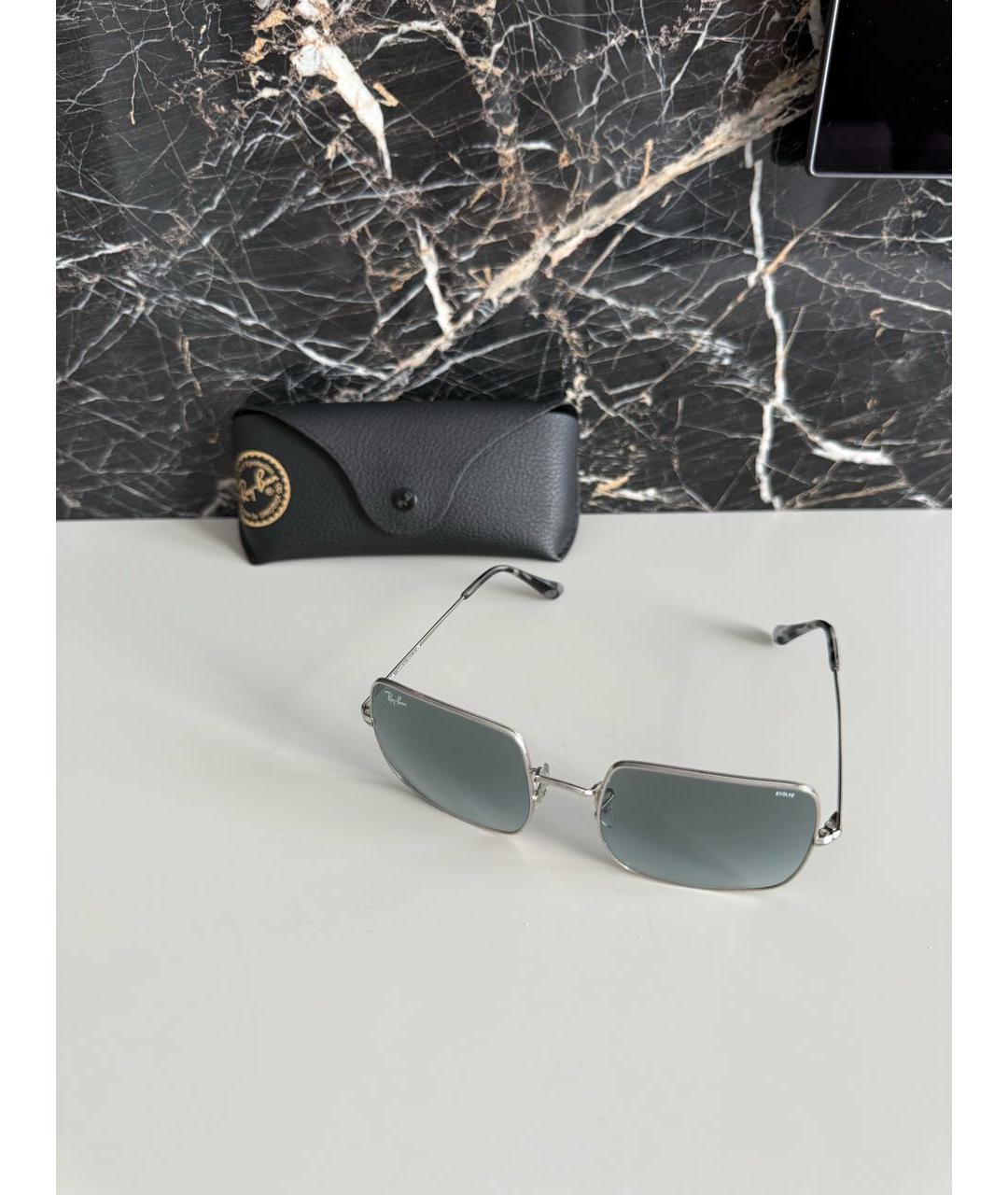 RAY BAN Бирюзовые металлические солнцезащитные очки, фото 4