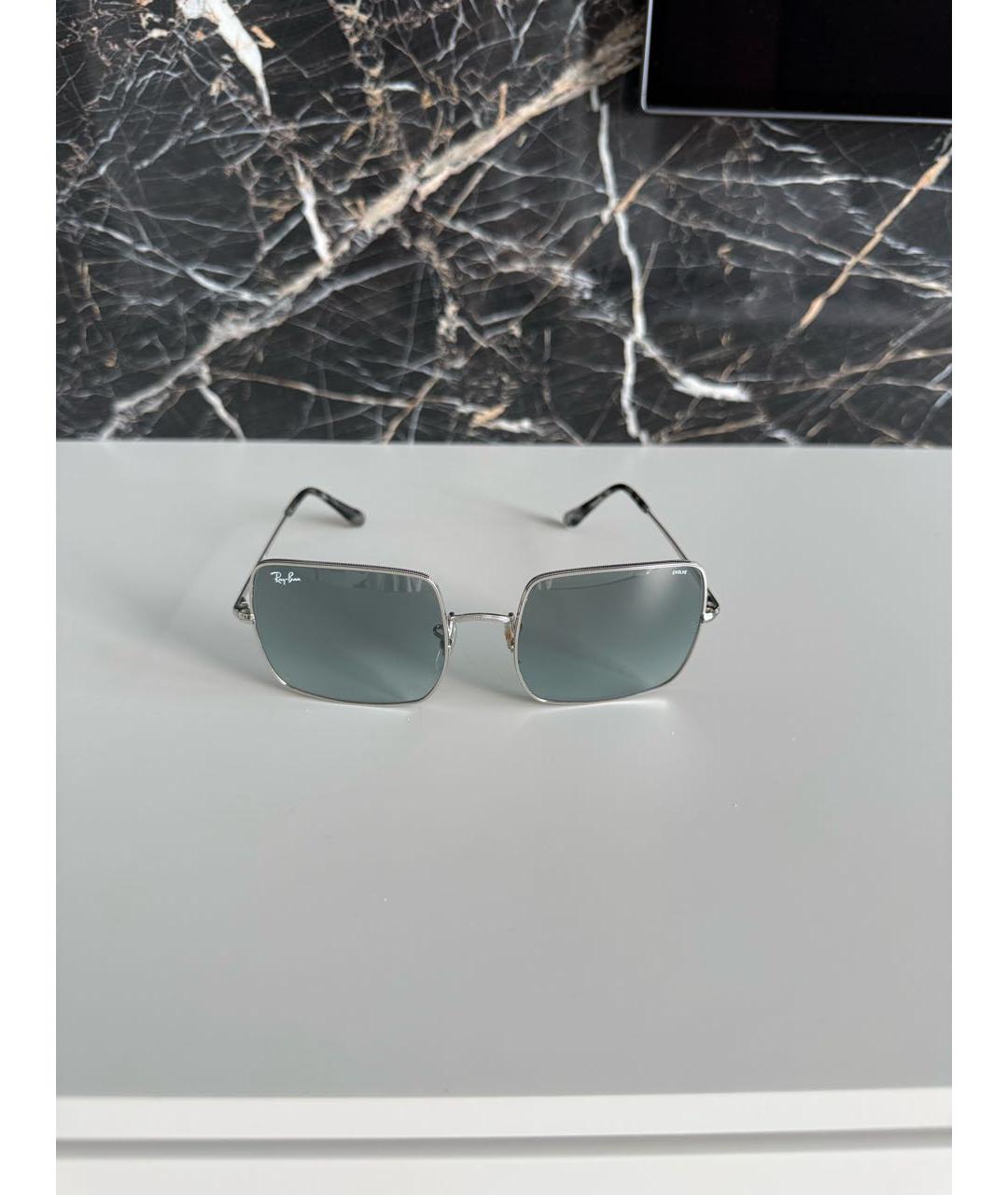 RAY BAN Бирюзовые металлические солнцезащитные очки, фото 5
