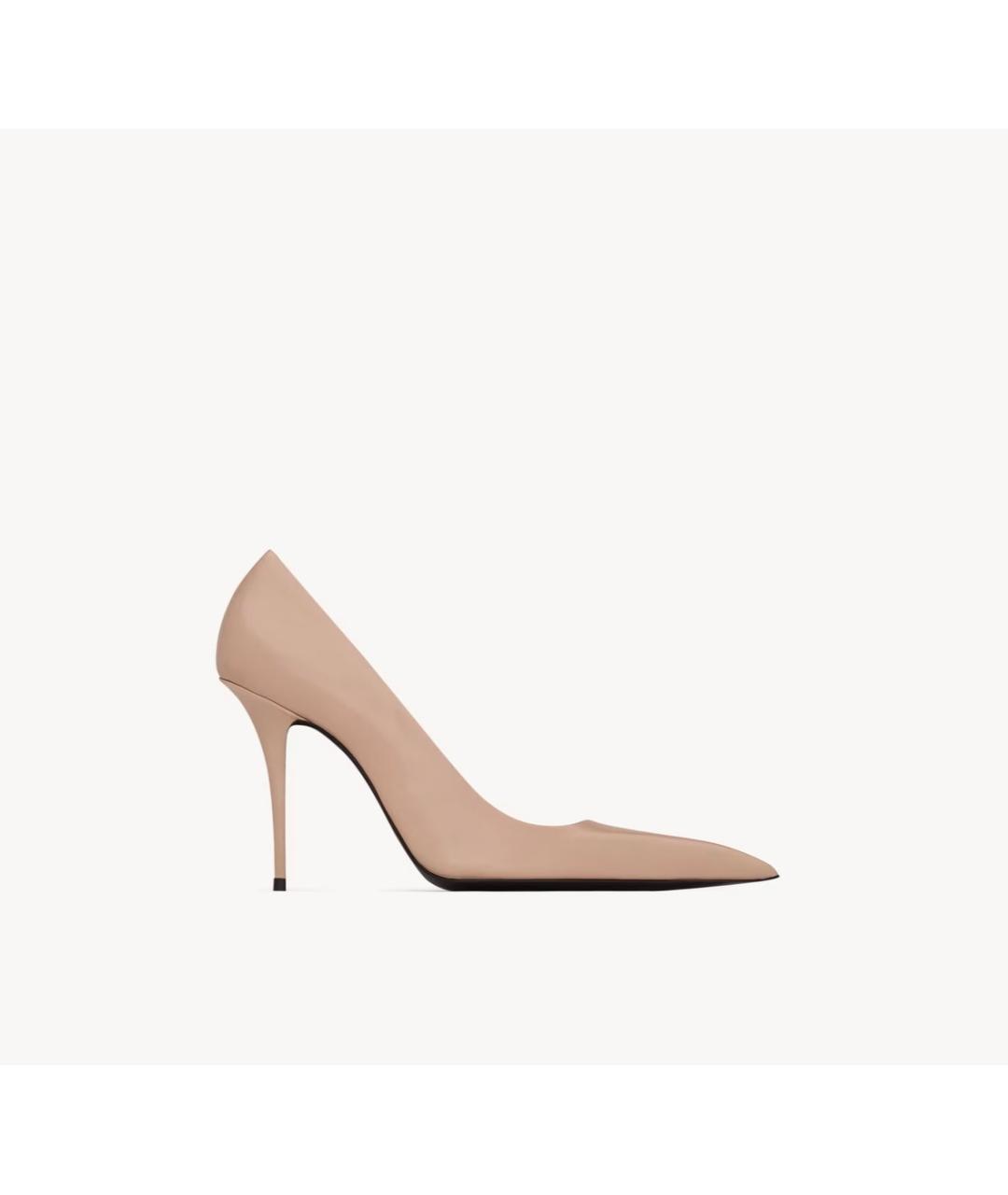 SAINT LAURENT Бежевые кожаные туфли, фото 5