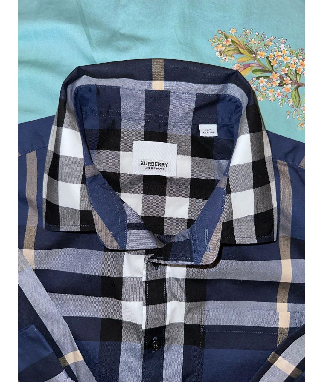 BURBERRY Синяя хлопковая детская рубашка, фото 3