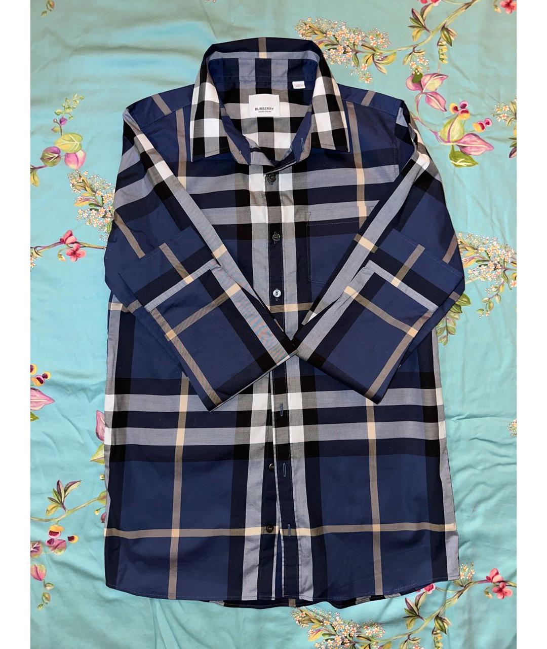 BURBERRY Синяя хлопковая детская рубашка, фото 5
