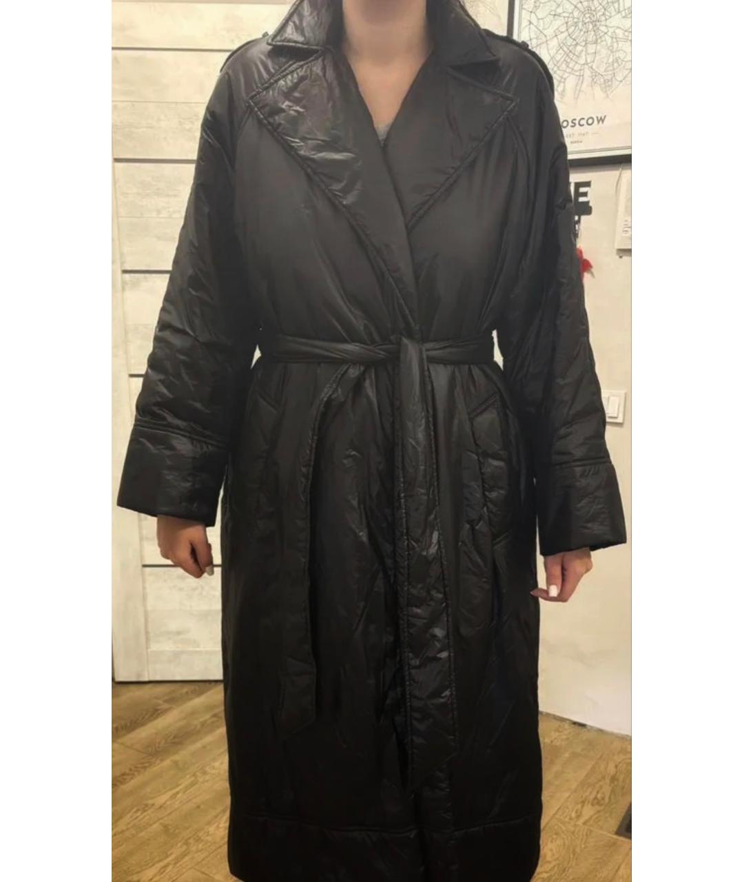 TWIN-SET Черное полиэстеровое пальто, фото 2