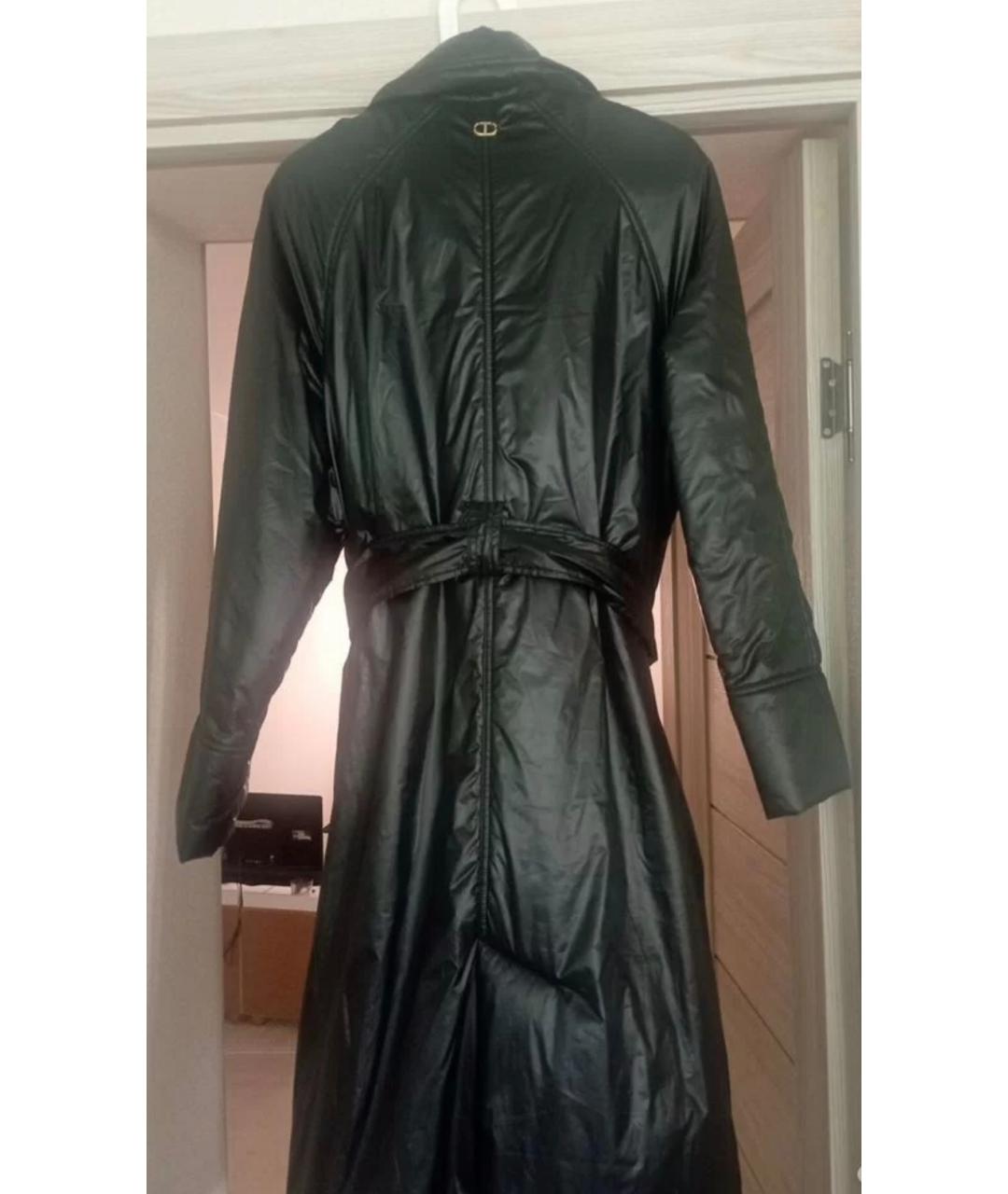 TWIN-SET Черное полиэстеровое пальто, фото 4