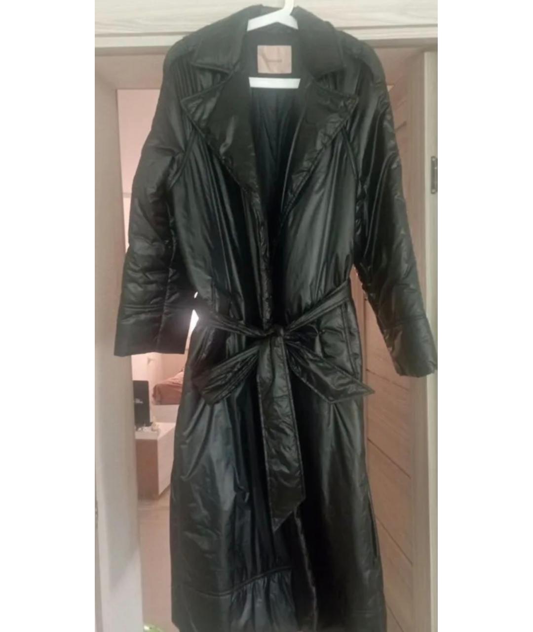 TWIN-SET Черное полиэстеровое пальто, фото 3