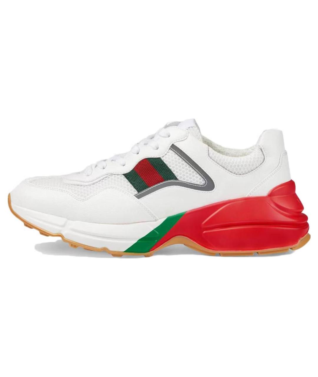 GUCCI Белые кожаные кроссовки, фото 2