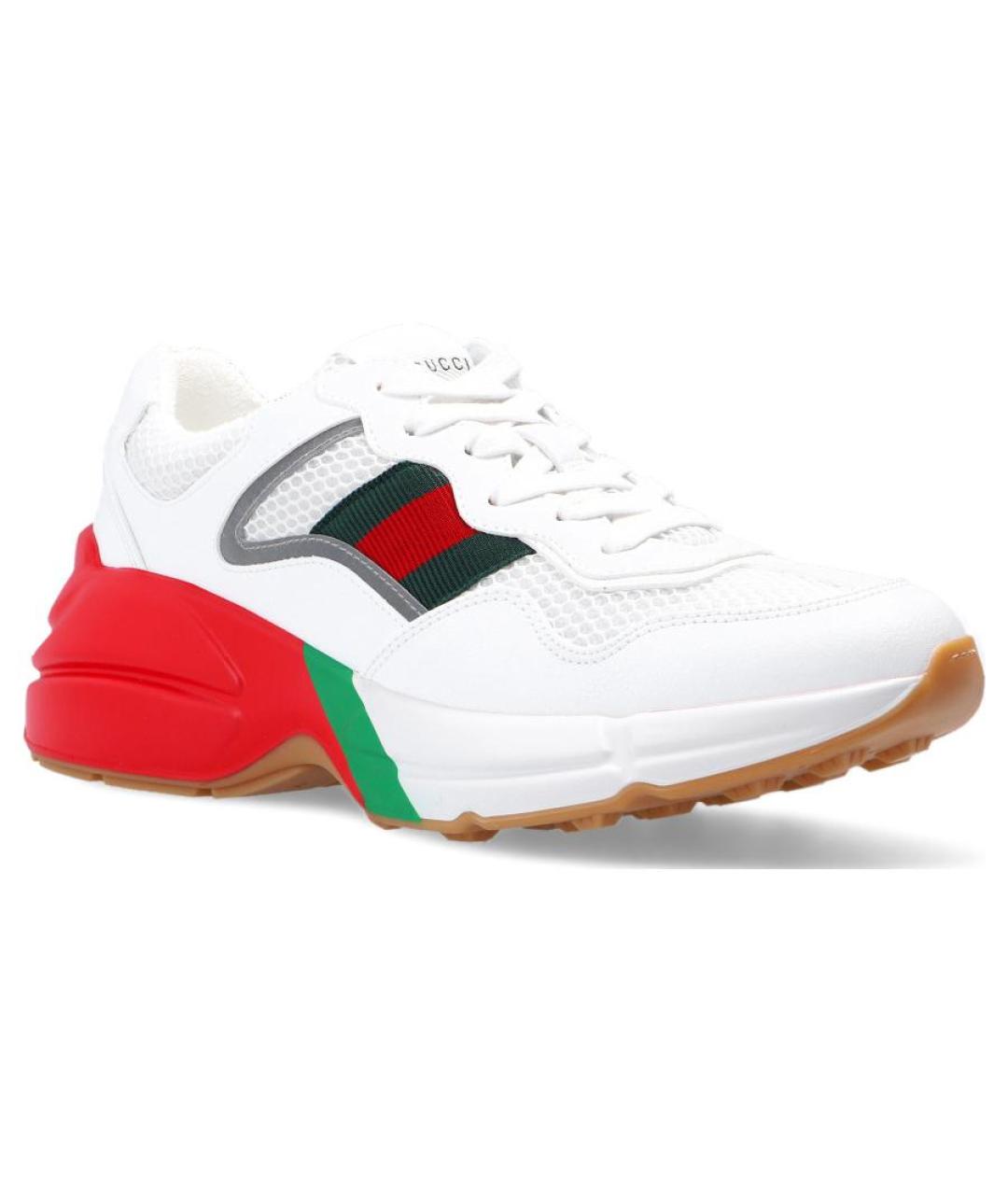 GUCCI Белые кожаные кроссовки, фото 3