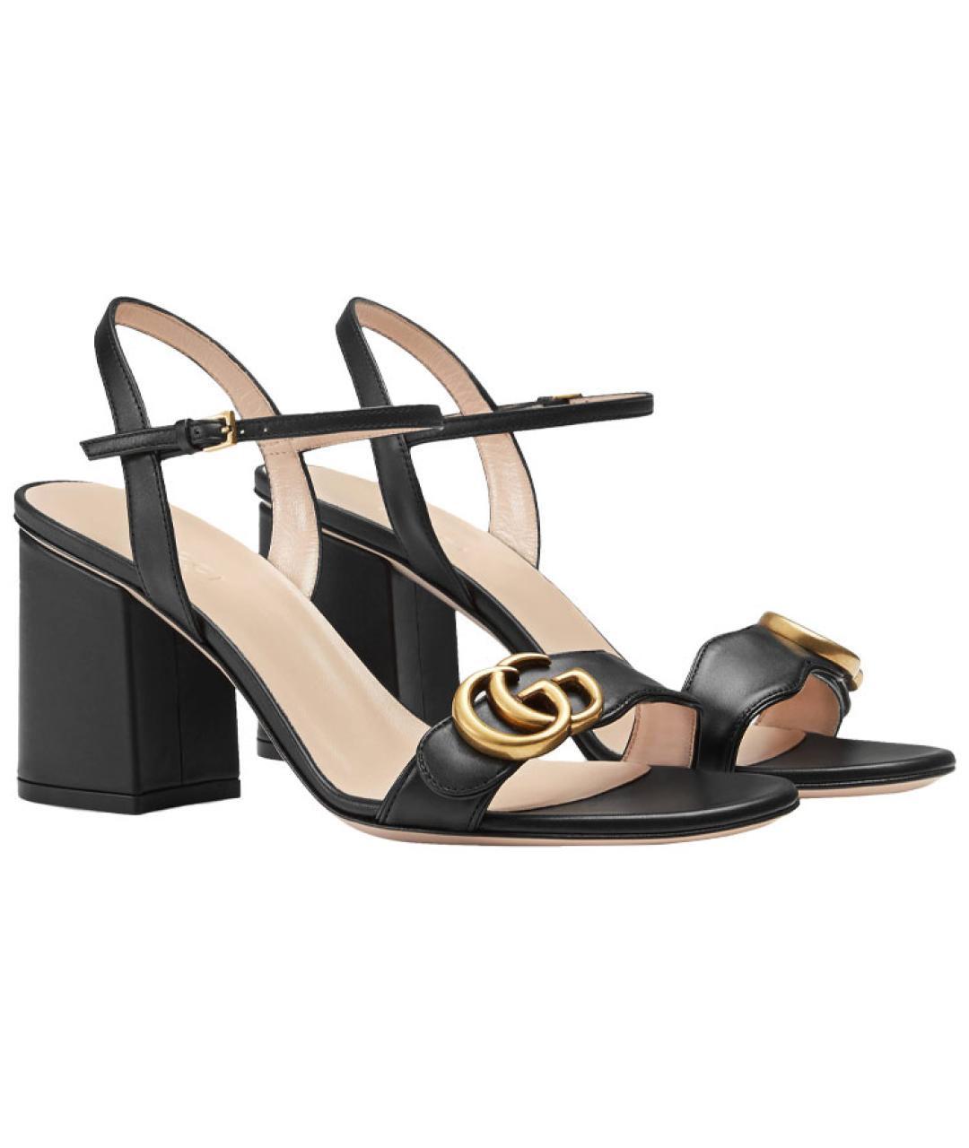 GUCCI Черные кожаные босоножки, фото 3