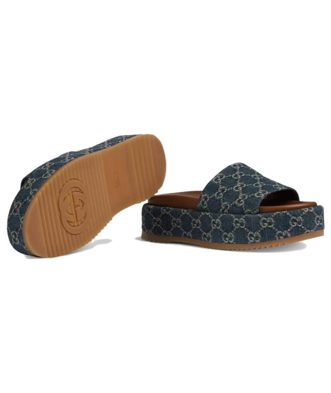 GUCCI Темно-синие сандалии, фото 6