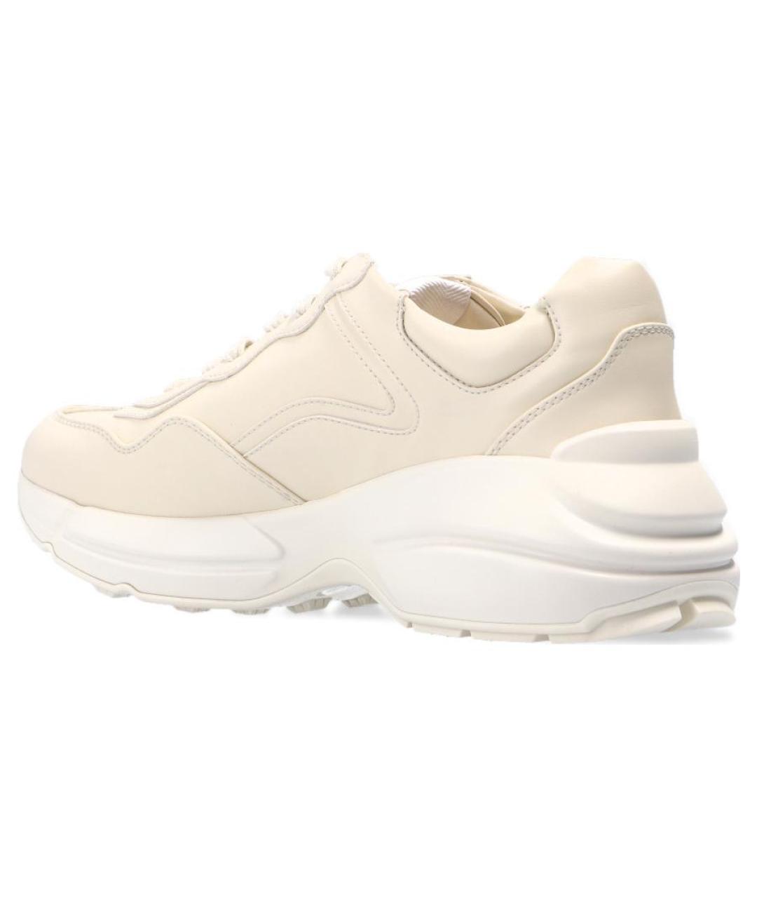 GUCCI Бежевые кожаные кроссовки, фото 3