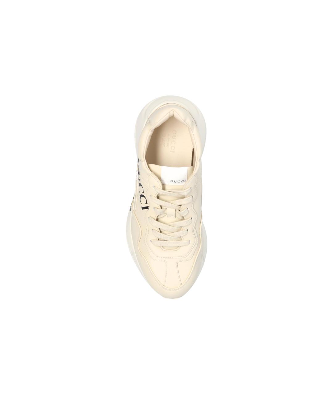 GUCCI Бежевые кожаные кроссовки, фото 5