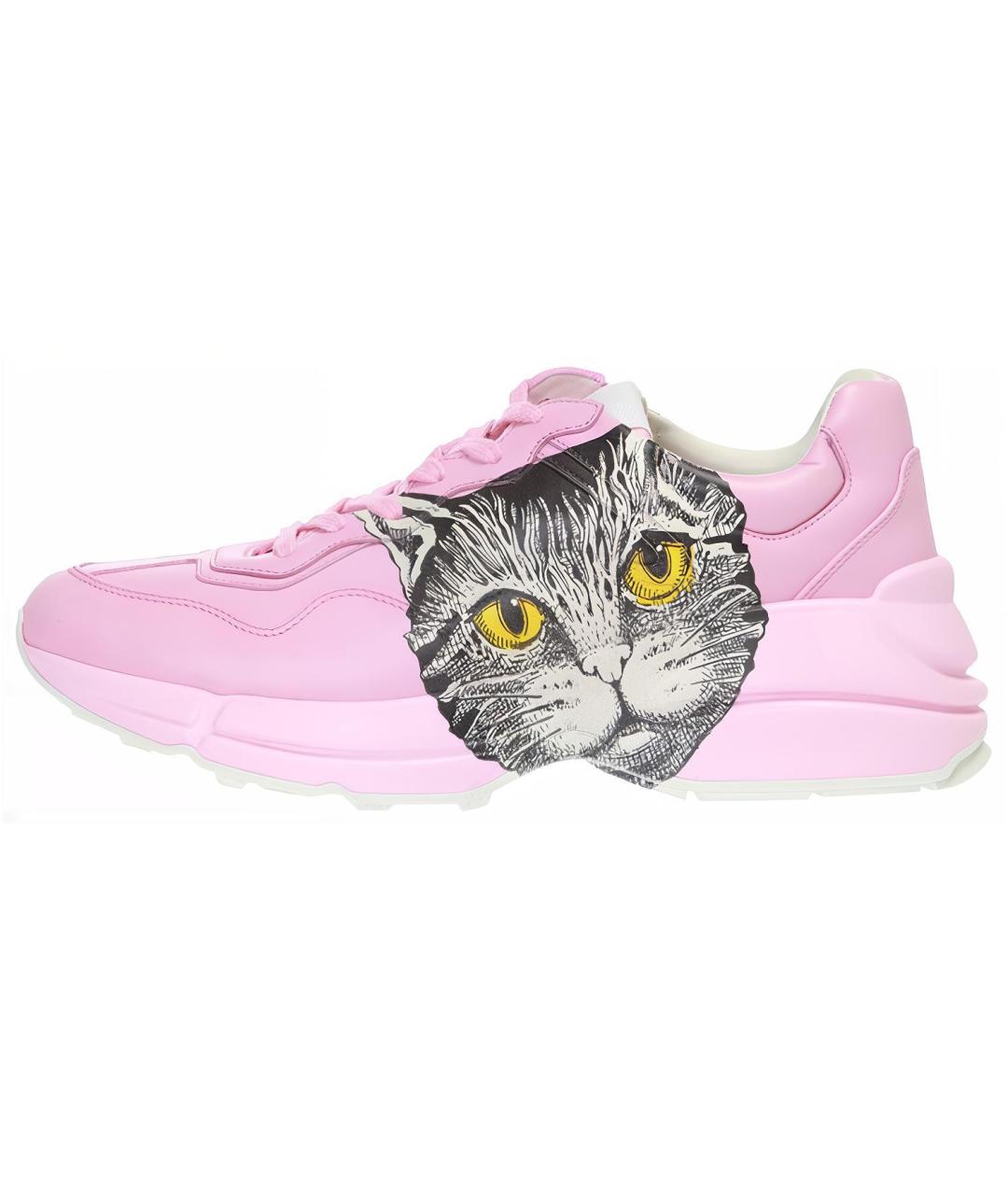 GUCCI Розовые кожаные кроссовки, фото 5