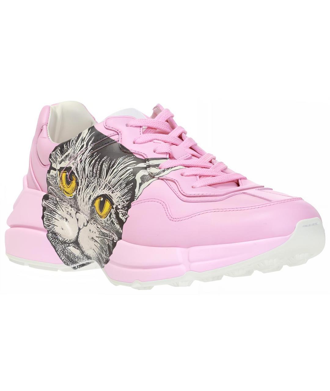 GUCCI Розовые кожаные кроссовки, фото 2