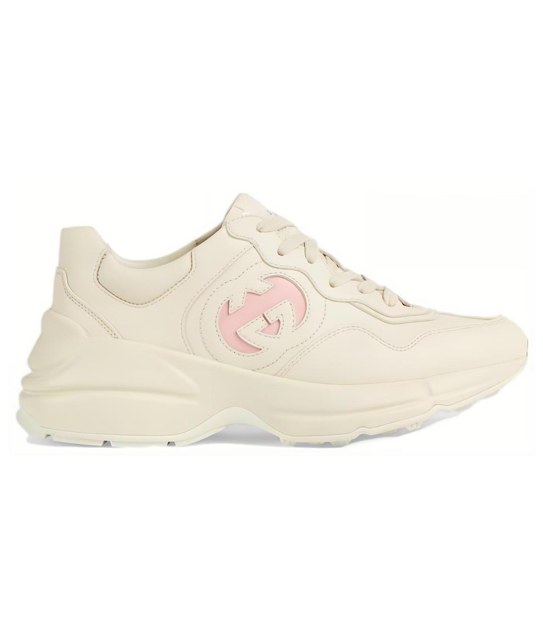 GUCCI Бежевые кожаные кроссовки, фото 1