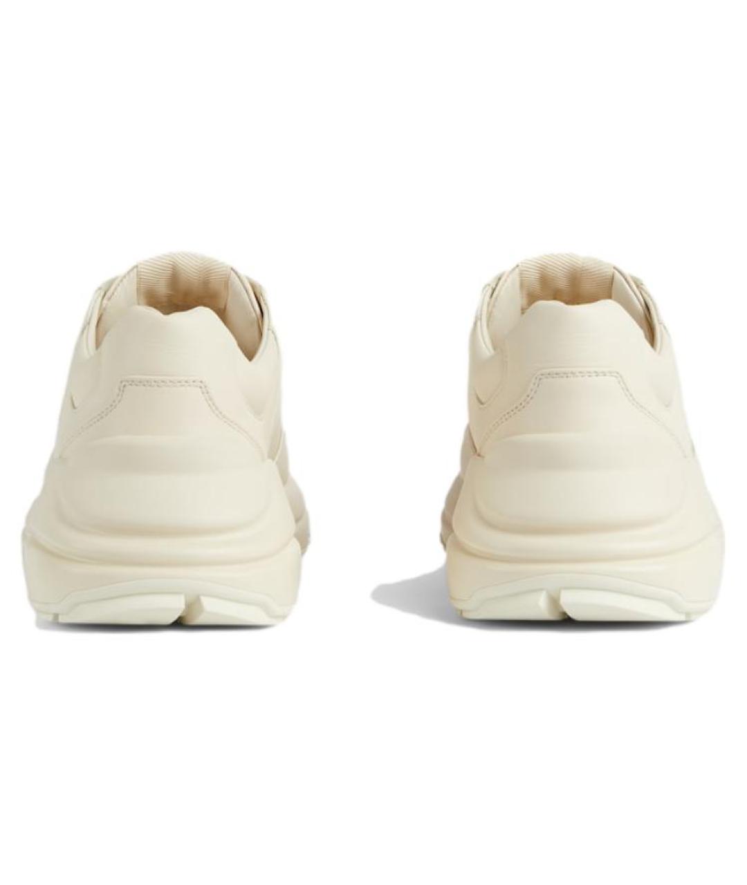 GUCCI Бежевые кожаные кроссовки, фото 4