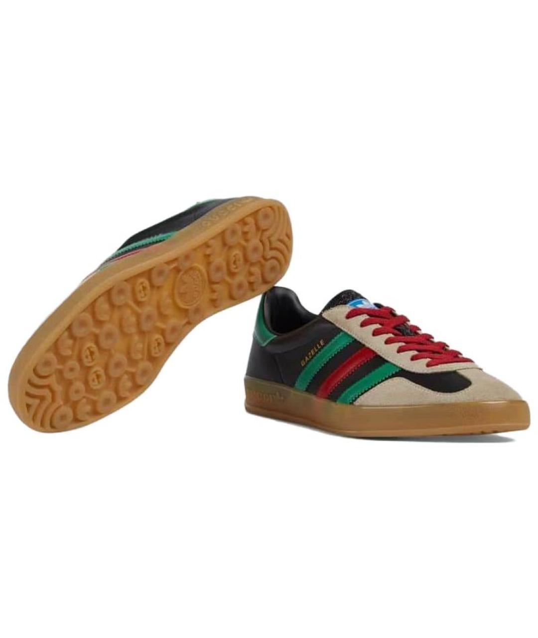 GUCCI Черные кожаные низкие кроссовки / кеды, фото 5