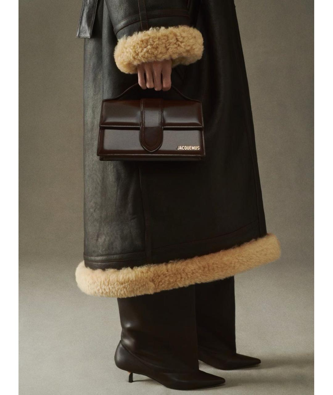 JACQUEMUS Коричневая кожаная сумка через плечо, фото 6