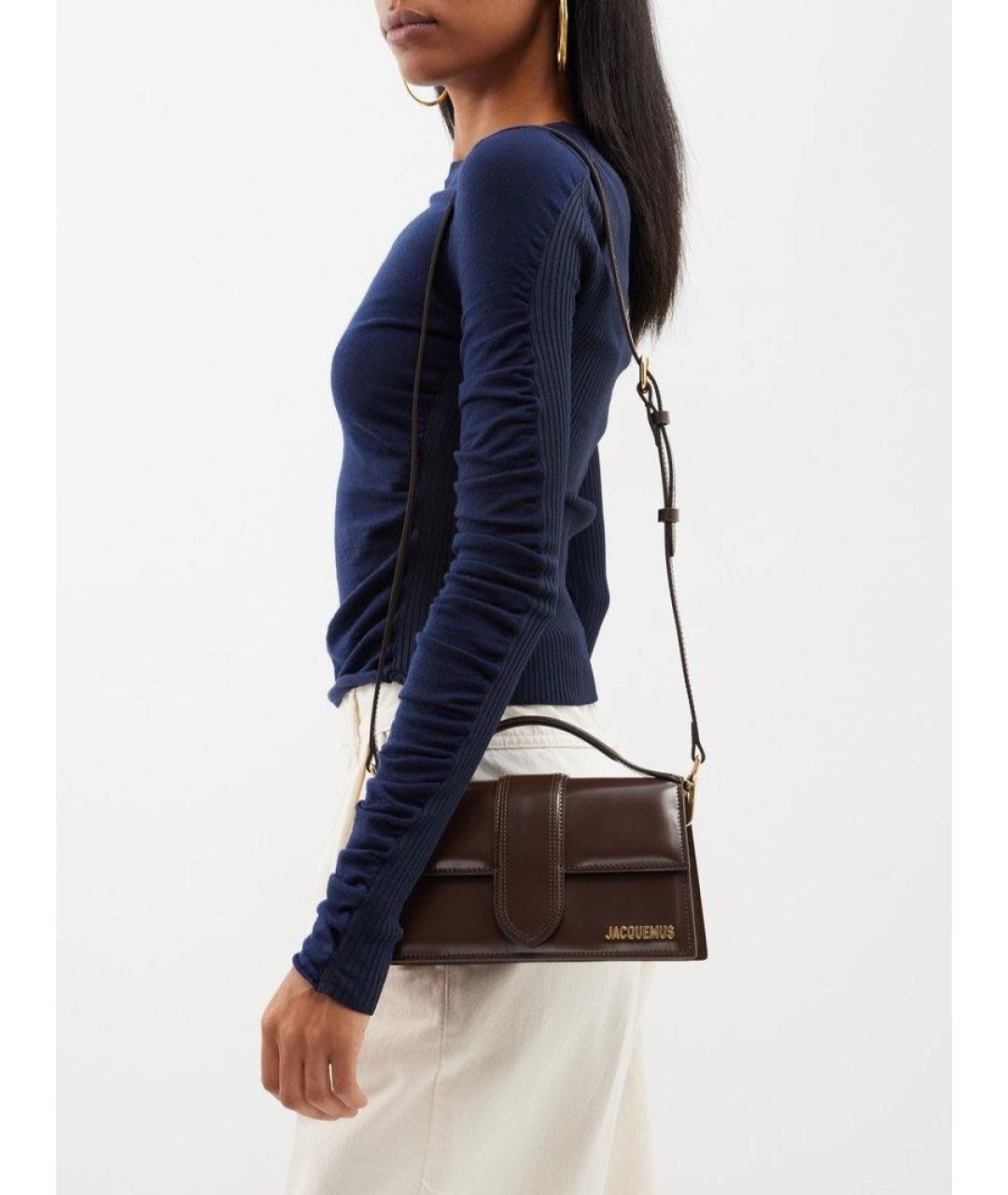 JACQUEMUS Коричневая кожаная сумка через плечо, фото 5