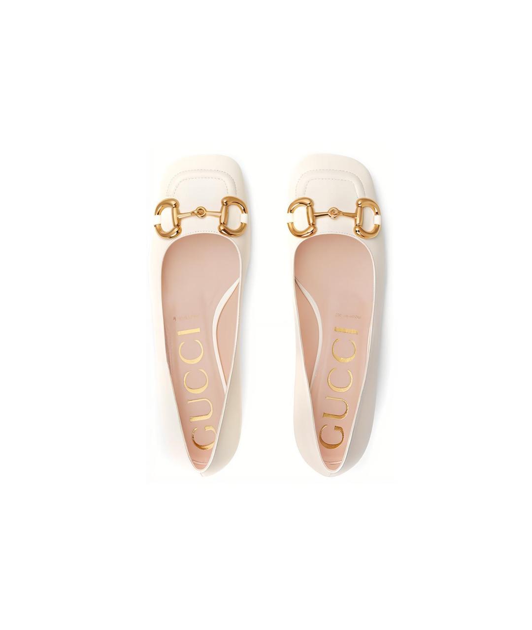 GUCCI Белые кожаные туфли, фото 3