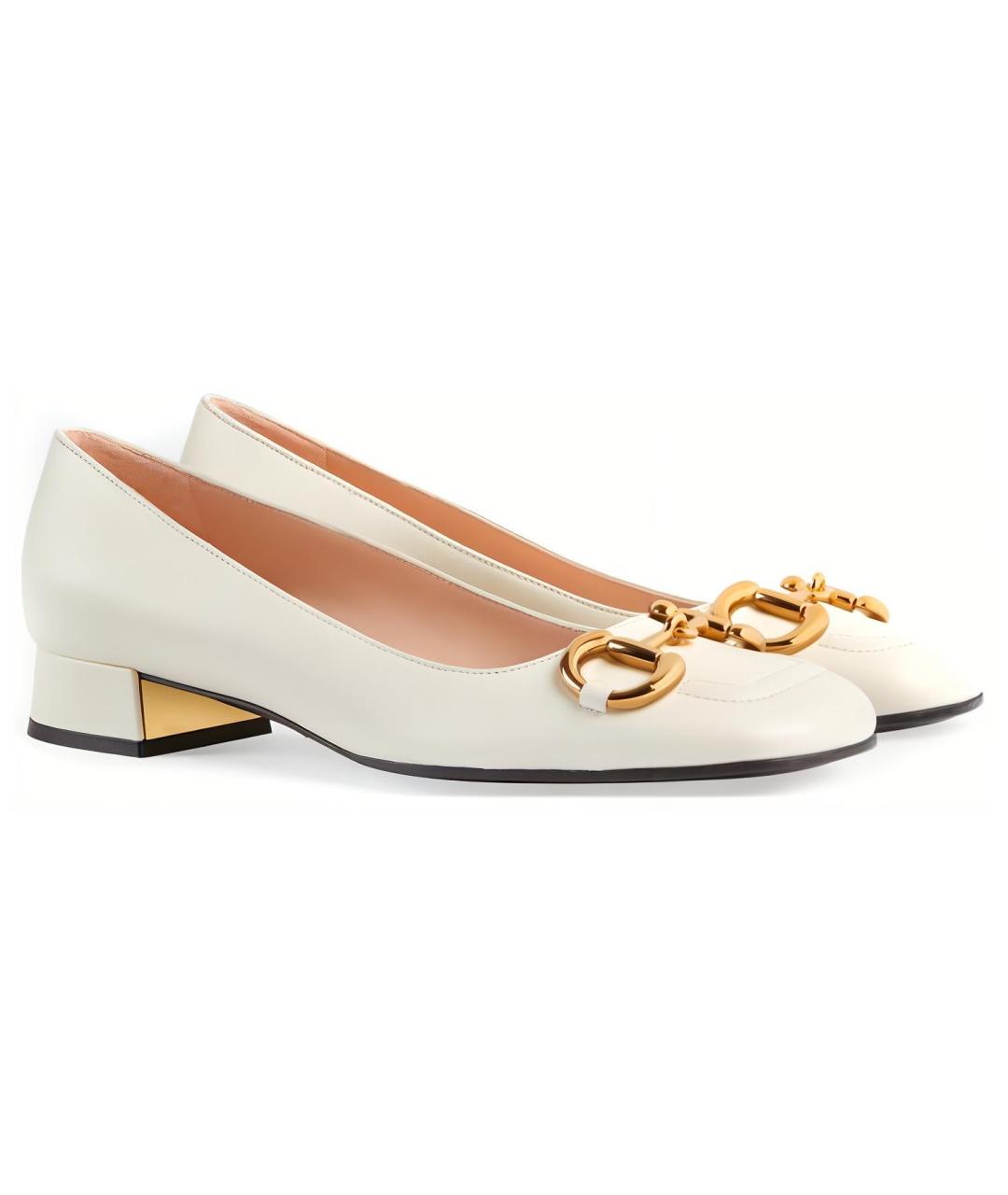 GUCCI Белые кожаные туфли, фото 2