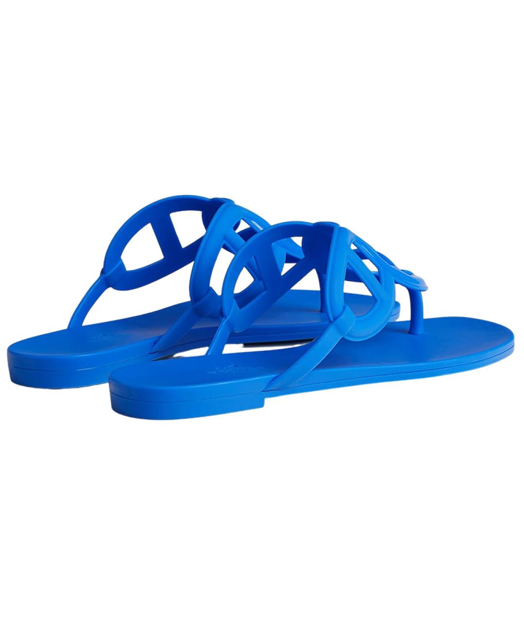 HERMES Синие шлепанцы, фото 5