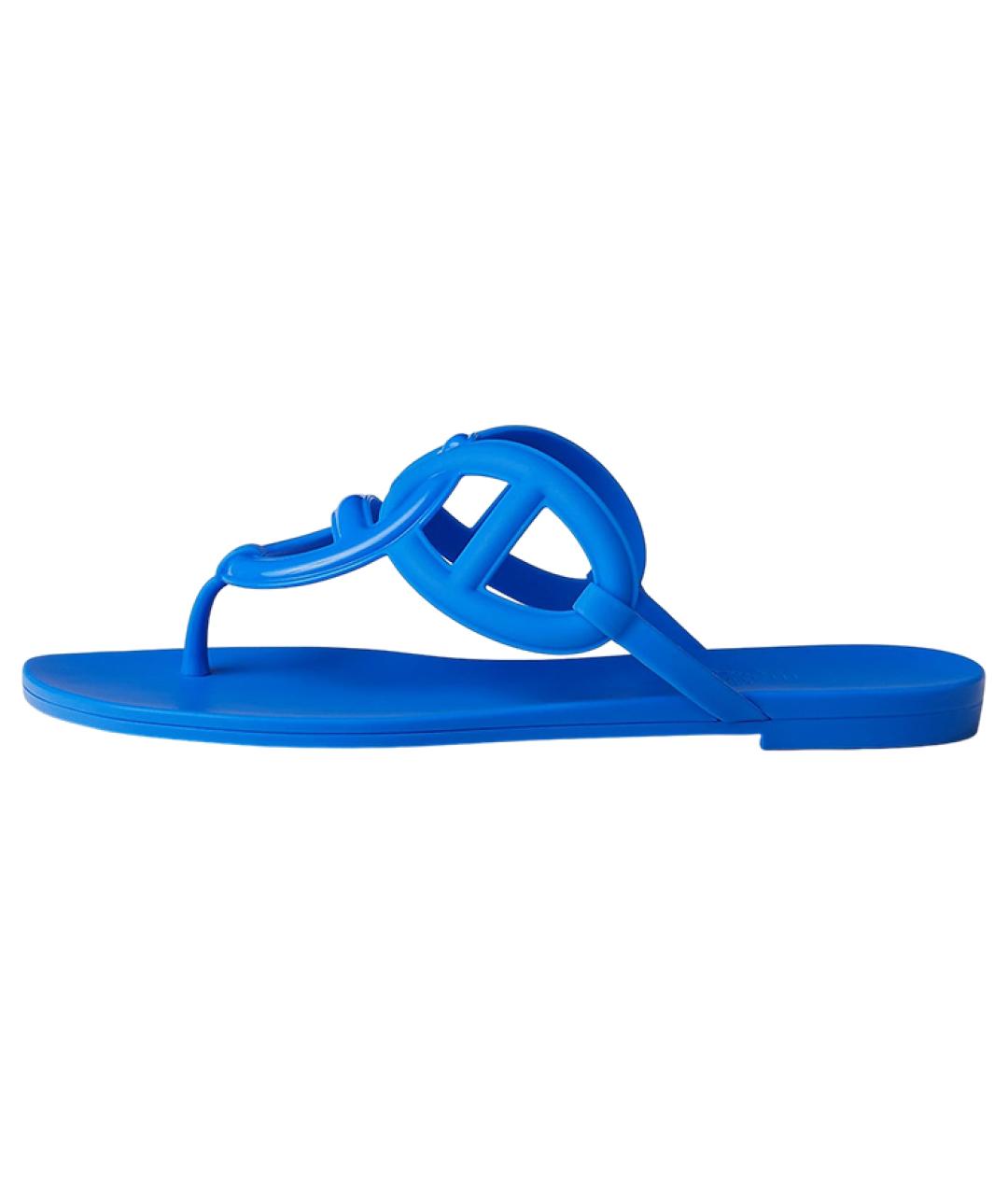 HERMES Синие шлепанцы, фото 2