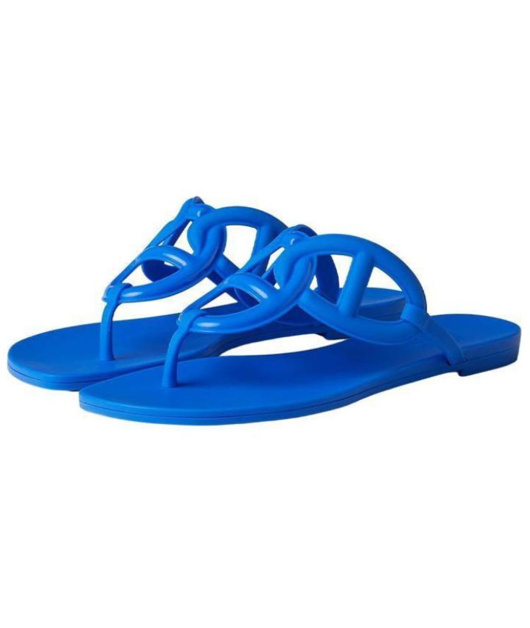 HERMES Синие шлепанцы, фото 3