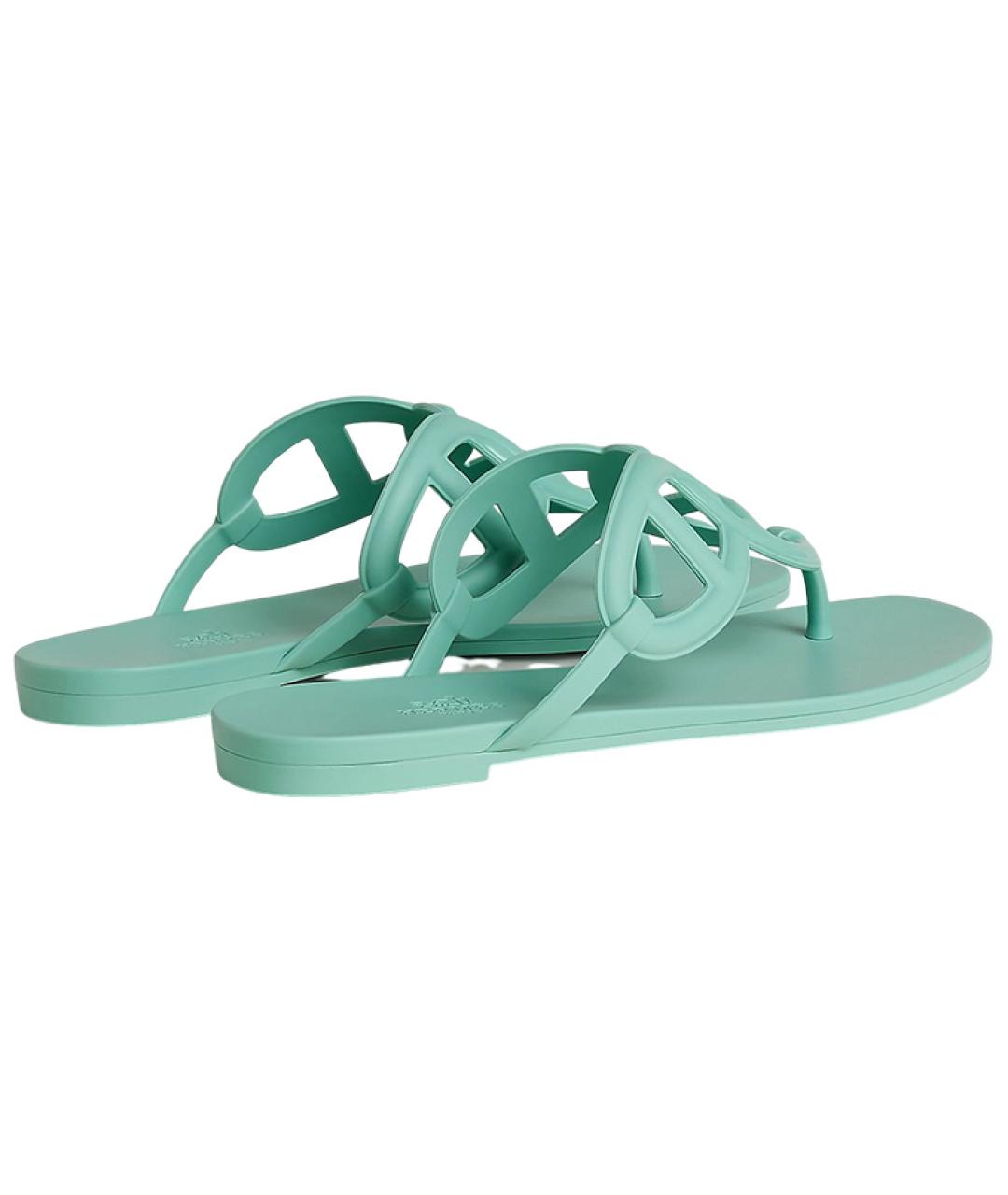 HERMES Бирюзовые шлепанцы, фото 5