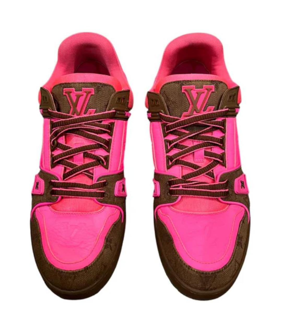 LOUIS VUITTON Фуксия кожаные низкие кроссовки / кеды, фото 3