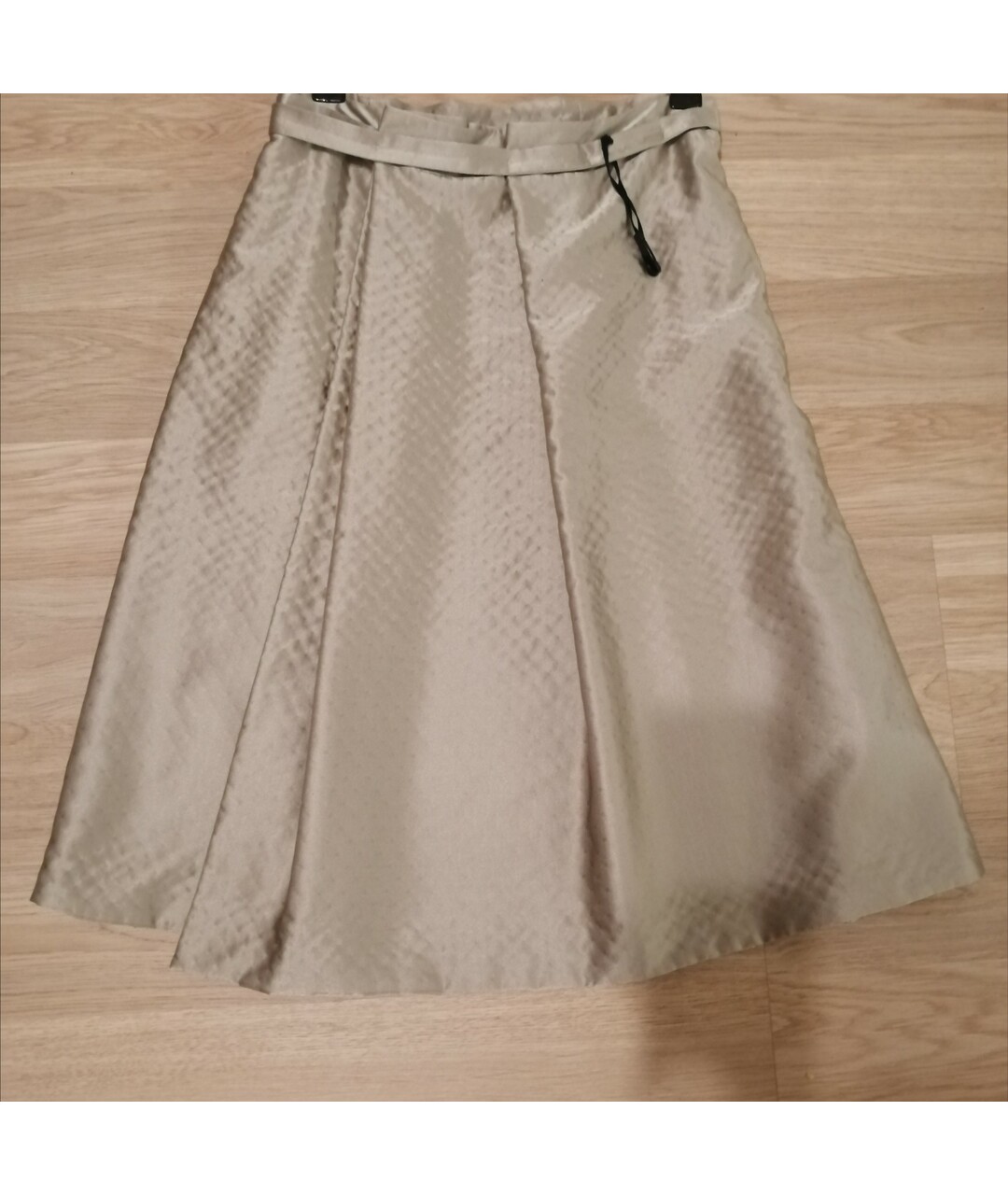 CALVIN KLEIN COLLECTION Бежевая шелковая юбка миди, фото 8